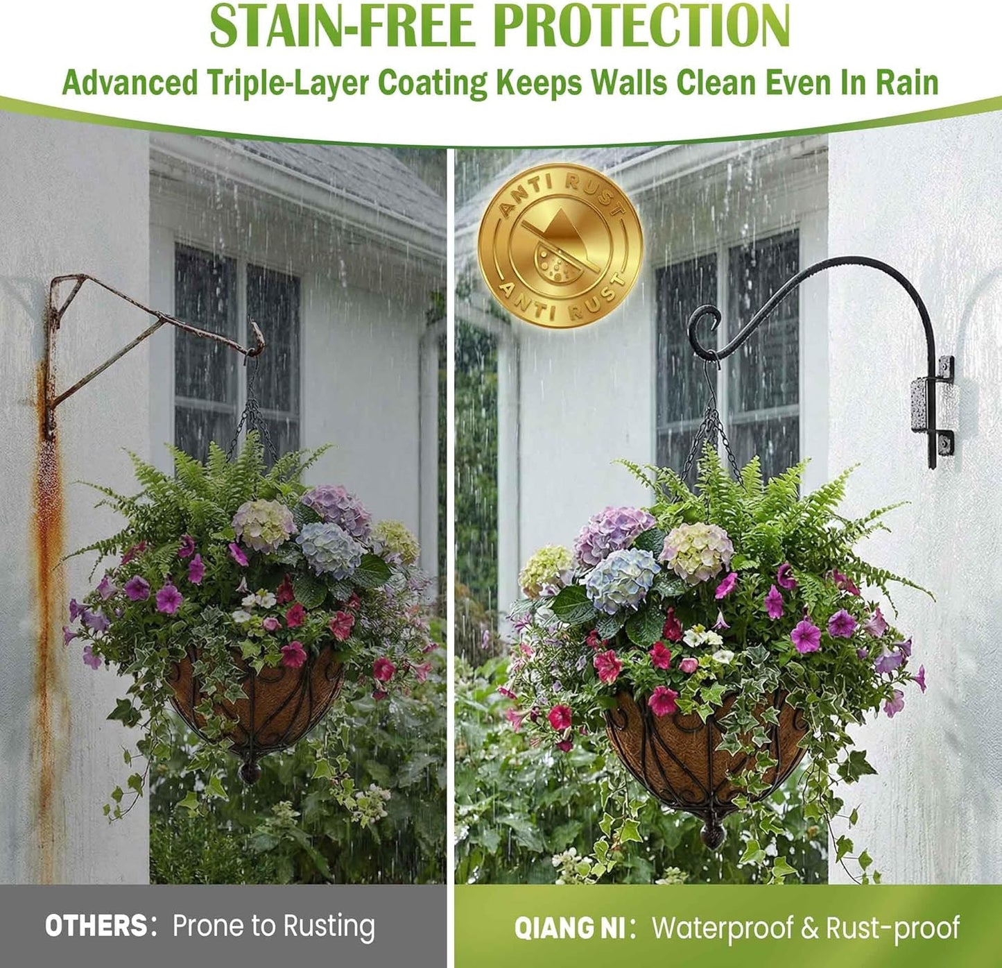 AJART Bird Feeder Hangers Outdoor: 16-Inch Swivel Hanging Plant Bracket for Wall Mount - Swivel Plant Hook for Flower Basket