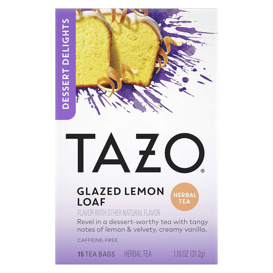 TAZO Glazed Lemon Loaf Dessert Delights Herbal Tea Bags, Caffeine Free, 15 Total Tea Bags