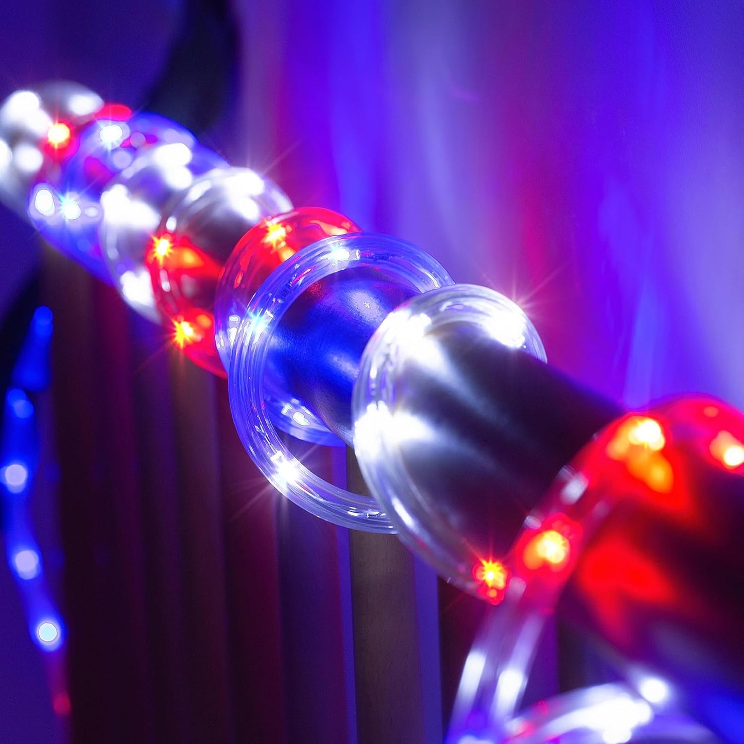 Waterproof LED Rope Lights, Connectable & Flexible with 8 Modes, Outdoor Lighting for Deck, Garden, Pool, Patio & Christmas Decor (Red/Blue/White, 100ft)