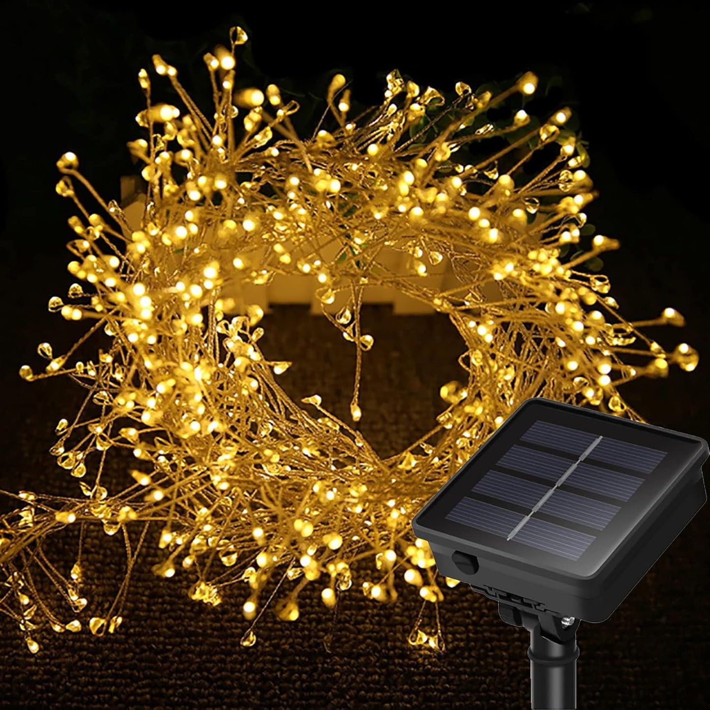 Solar Fairy Lights - 29.53Ft 300 LED Waterproof Solar Firecracker Lights with 8 Modes, Outdoor Christmas String Lights for Garden, Wedding, Party Decor (Warm White)