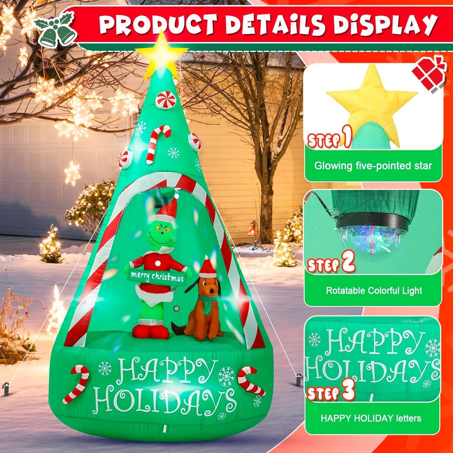 Messon 6FT Christmas Inflatable Decorations Outdoor, Lighted Up Christ