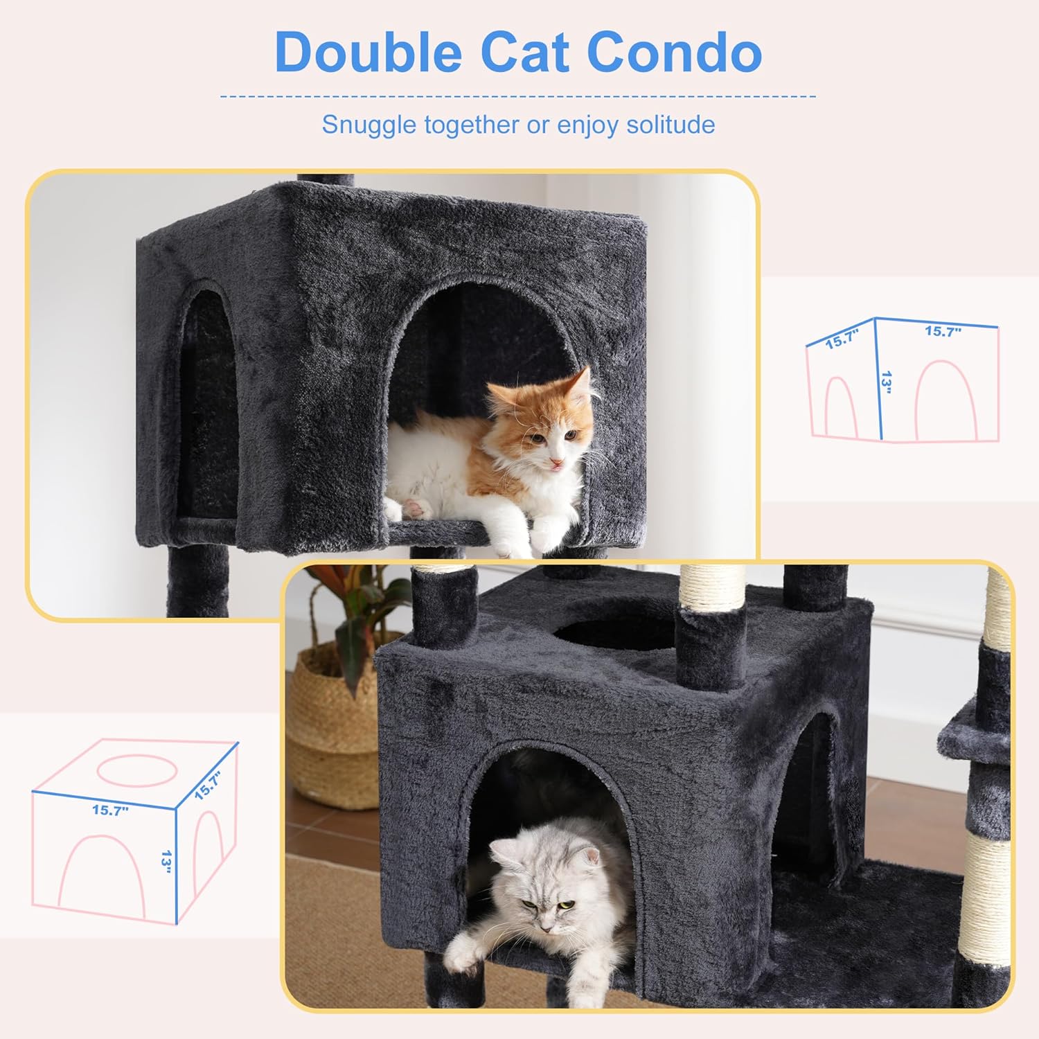 Heybly Cat Tree, 76-Inch Tall Heavy Duty Cat Tower for Big Cats with E