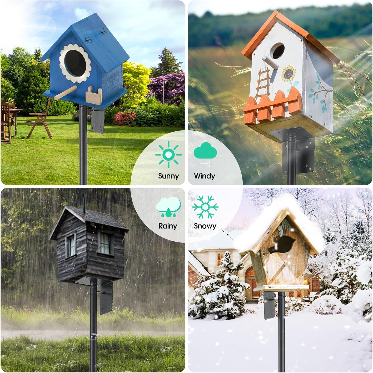 Bird House Pole, 75 Inch Bird Feeder Pole Mount for Outdoors Heavy Dut