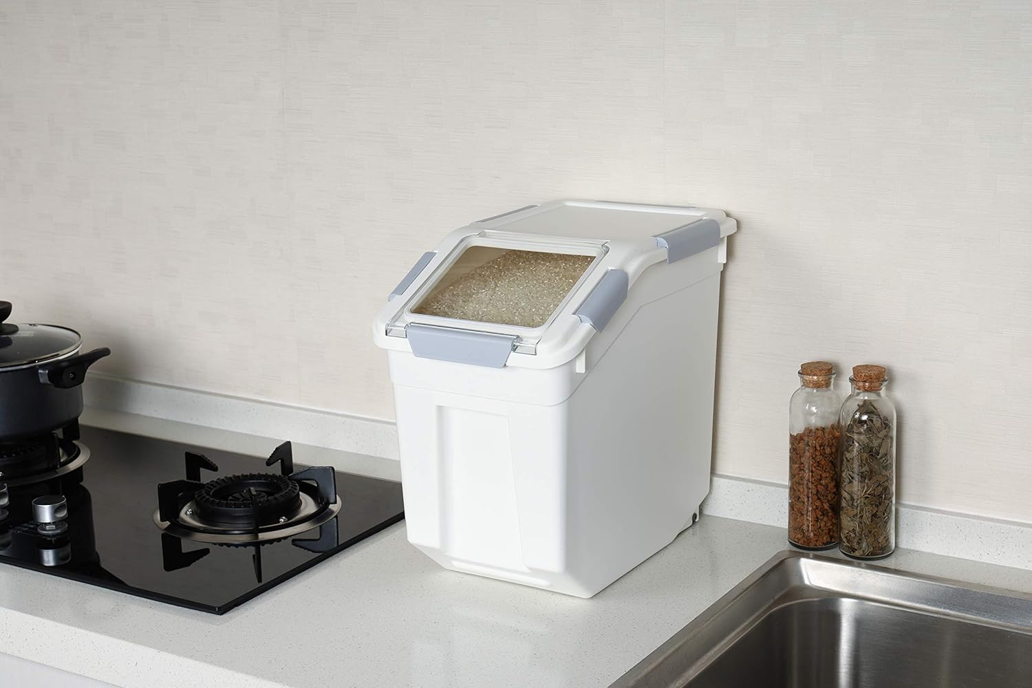 EonTone [2-Pack] 30 lbs Rice Storage Container, 15L Airtight Food Bin 