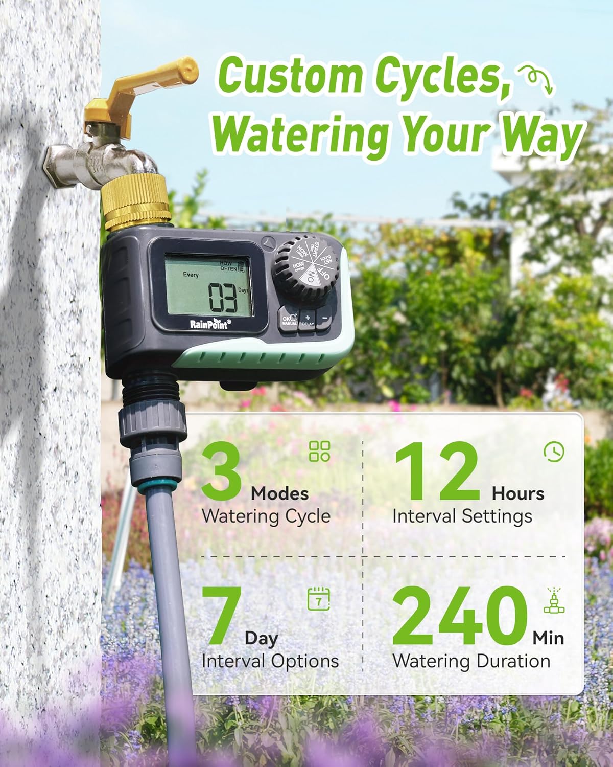 RAINPOINT Sprinkler Timer Outdoor,Programmable Water Timer for Garden 