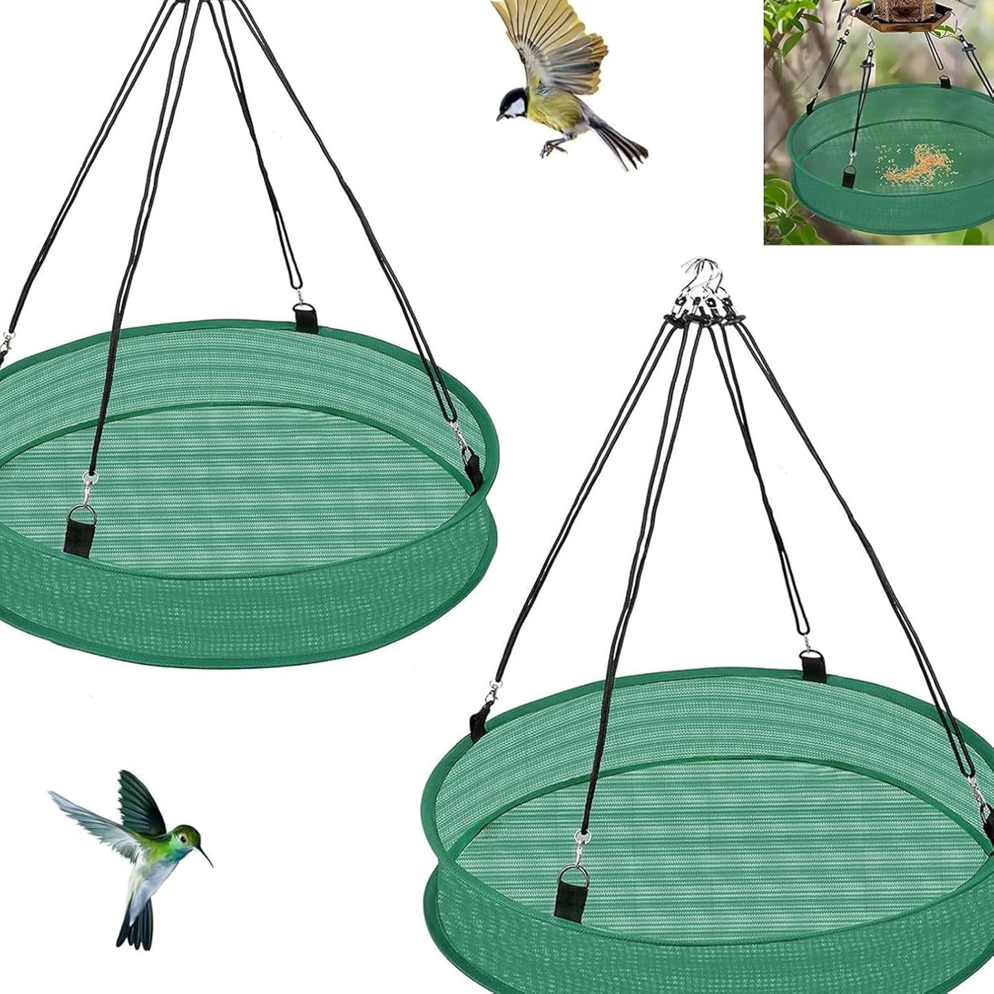 Bird Feeders Outdoors, Hummingbird Feeder Tray for Birds, Medium Weatherproof Feeding Device, Metal Material Catcher Tray with Drain Holes, Bird Feeder Accessory for Sparrows Finches Chickadees