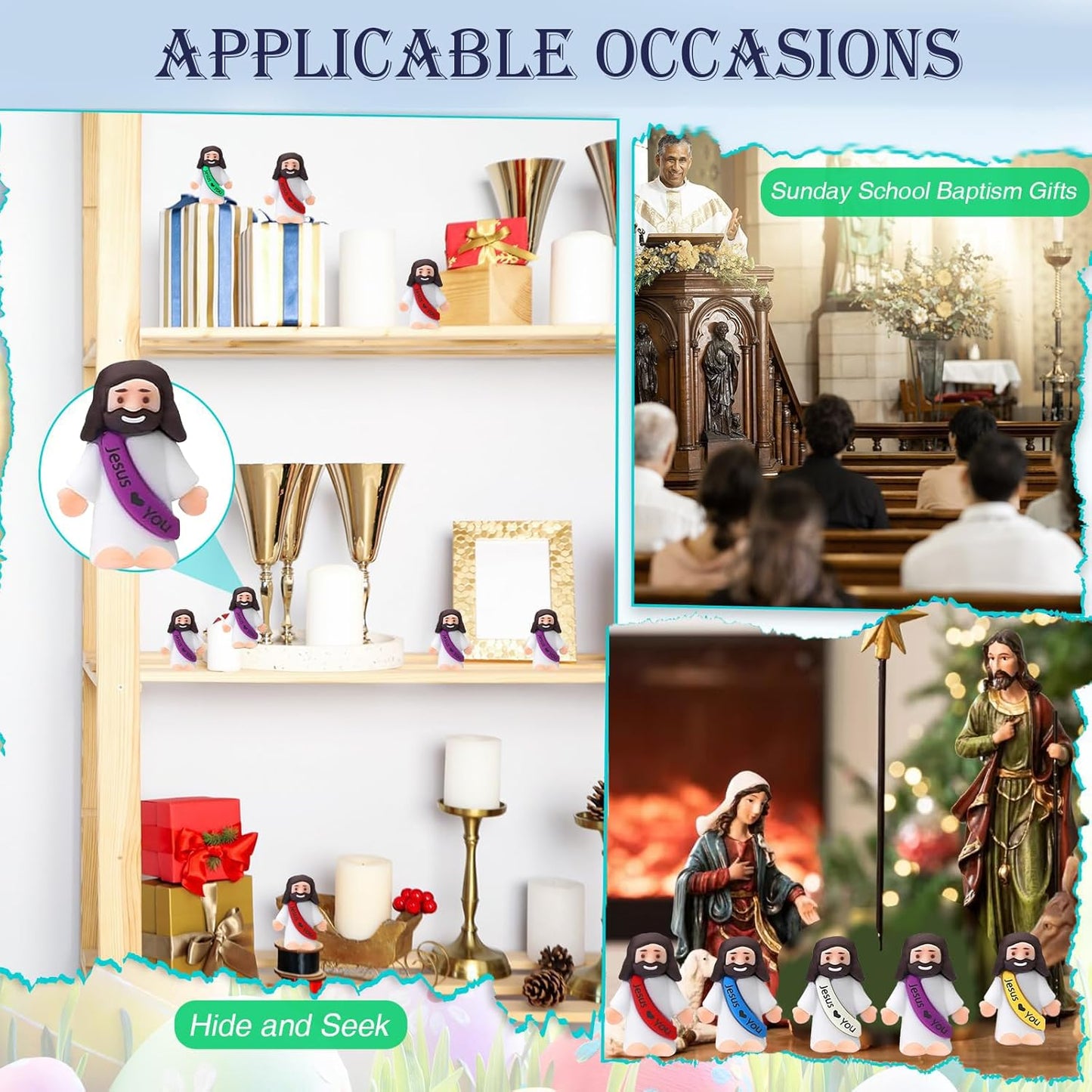30PCS Little Jesus Figures, Mini Jesus Figurines in Bulk, Multicolor T