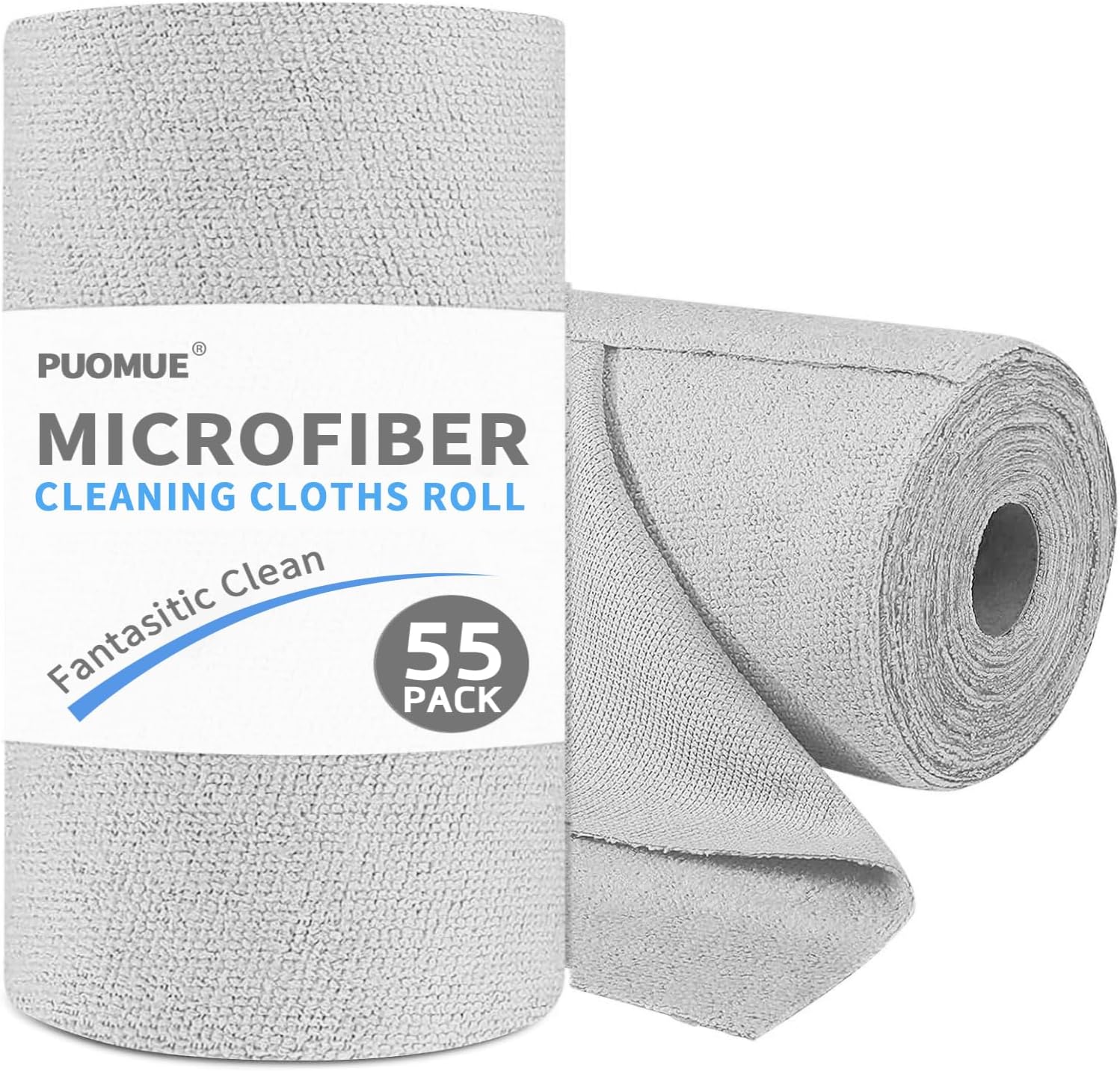 55 Pack Microfiber Cleaning Cloth Roll, Tear Away Reusable Towels, 11"