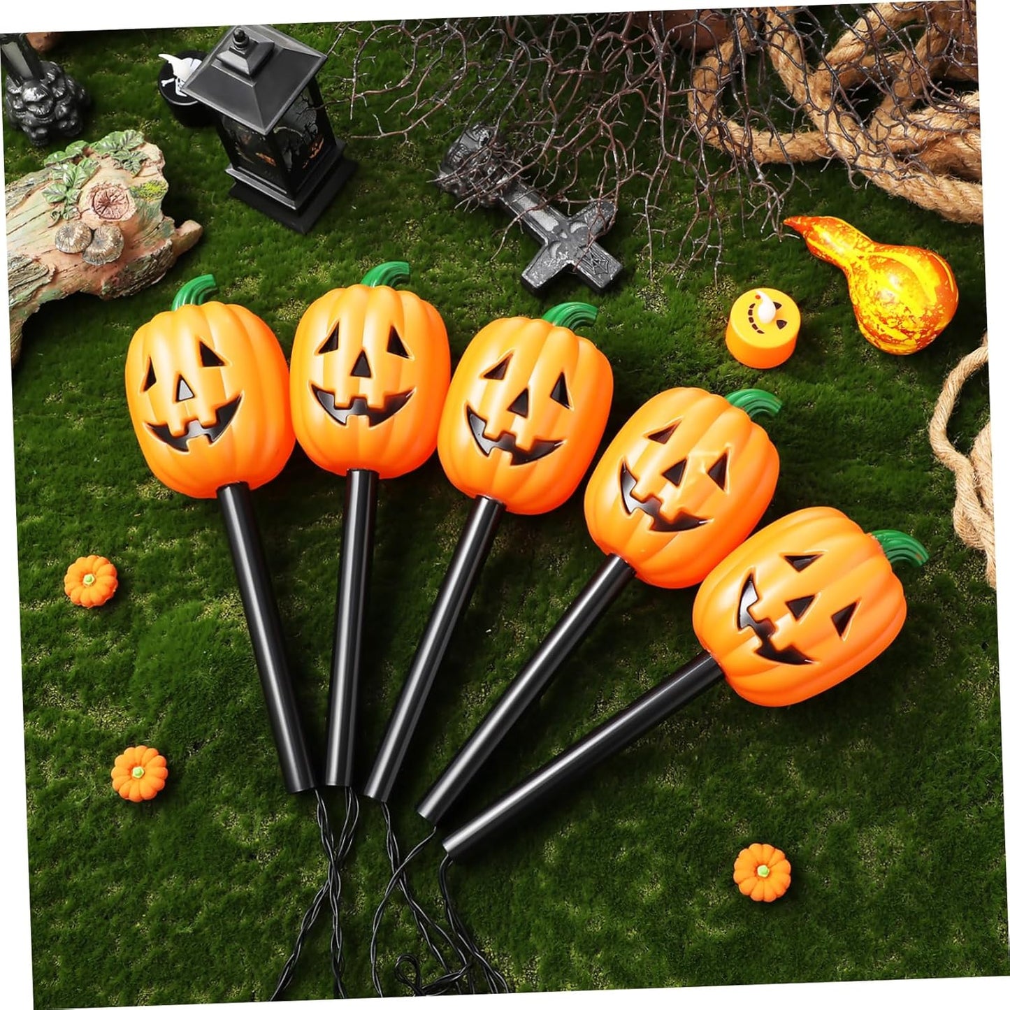 Milisten 1Set Halloween Pumpkin Solar Lights of Warm Solar Garden Lights for Outdoor Decorations Compact for Halloween Battery Powered Durable