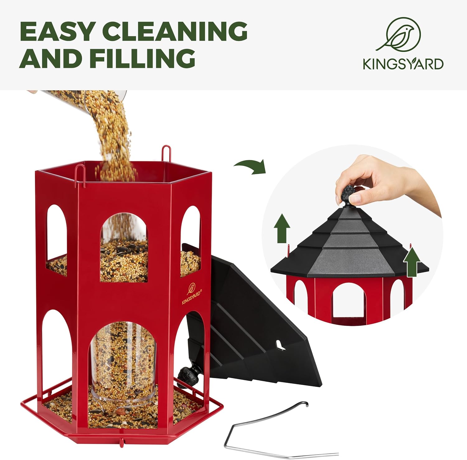 Kingsyard Metal Bird Feeder for Outdoor Hanging, Wild Bird Feeders wit