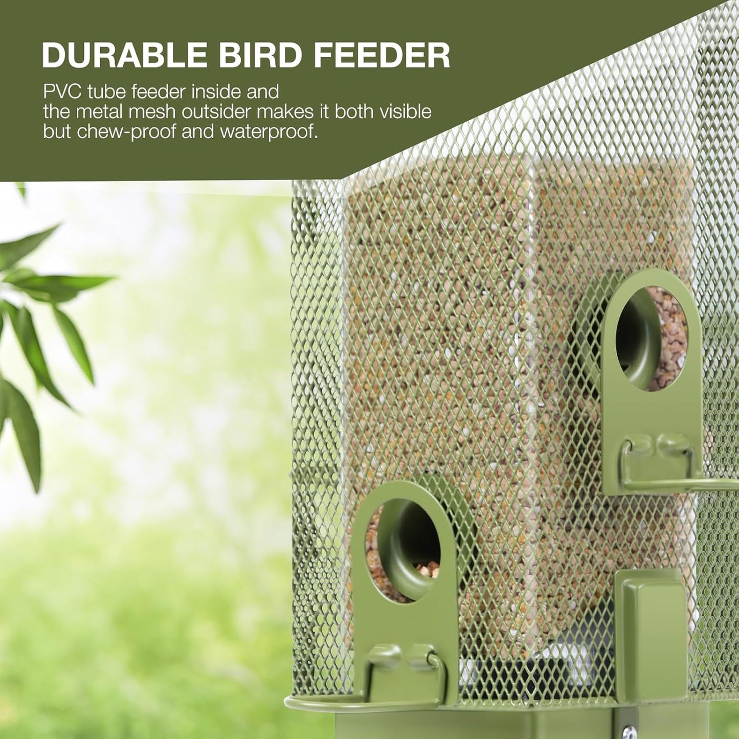 Bird Feeders Squirrel Proof with Weight Activated Perches, Metal Mesh Bird Feeder for Outdoors,Cardinal Hanging Wild Bird Feeder 2.2lbs Seed Capacity for Finch Chickadee Sparrow...