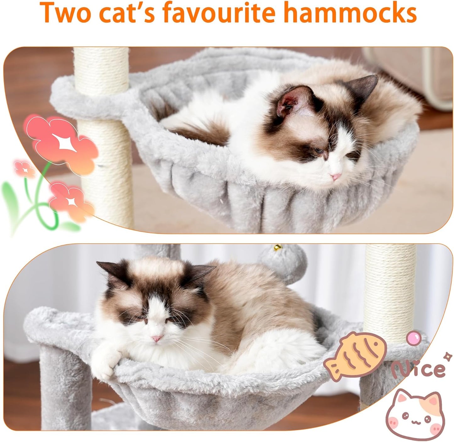 Heybly Cat Tree, 39.4 Inches Tower Condo with Scratching Post, Cat Tow