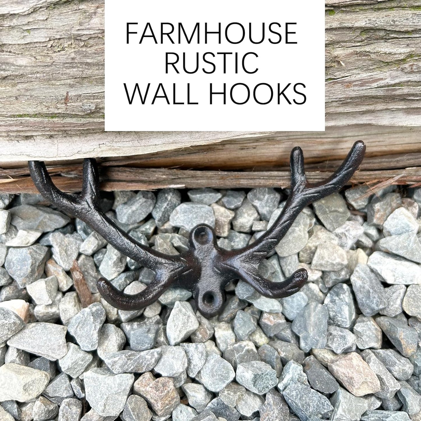 KiaoTime Vintage Cast Iron Deer Antlers Wall Coat Hooks Hanger Rack Wa
