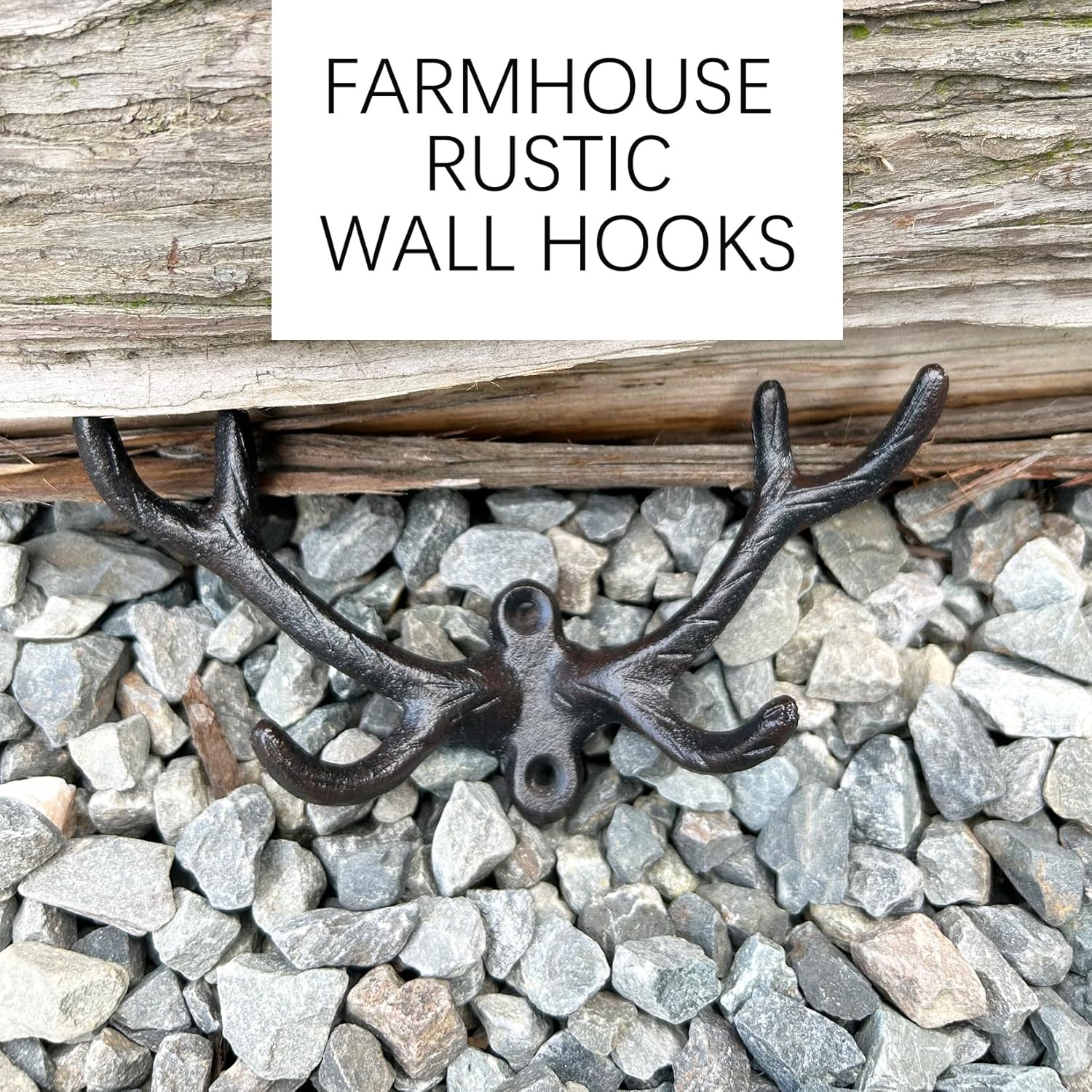 KiaoTime Vintage Cast Iron Deer Antlers Wall Coat Hooks Hanger Rack Wa