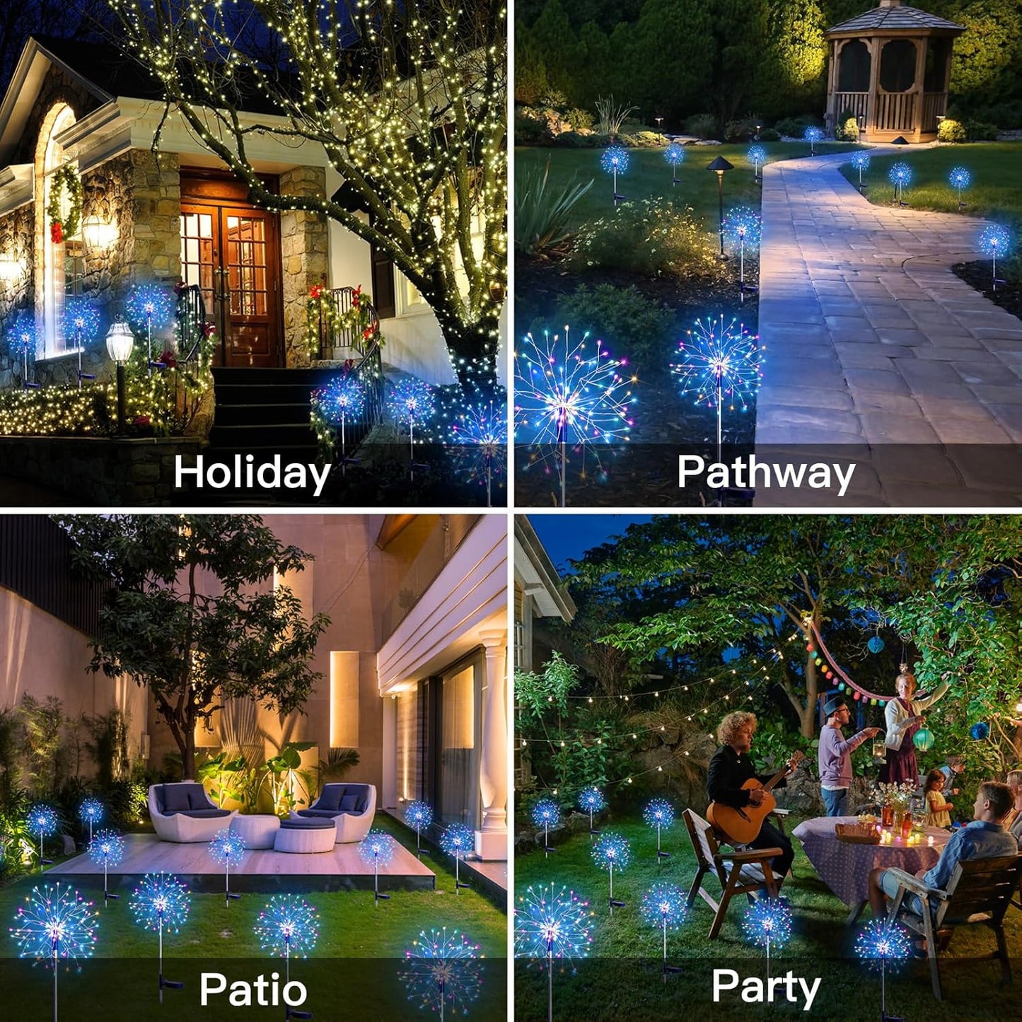 suddus Solar Garden Lights Outdoor Waterproof Decorative, 2Pack 150LED