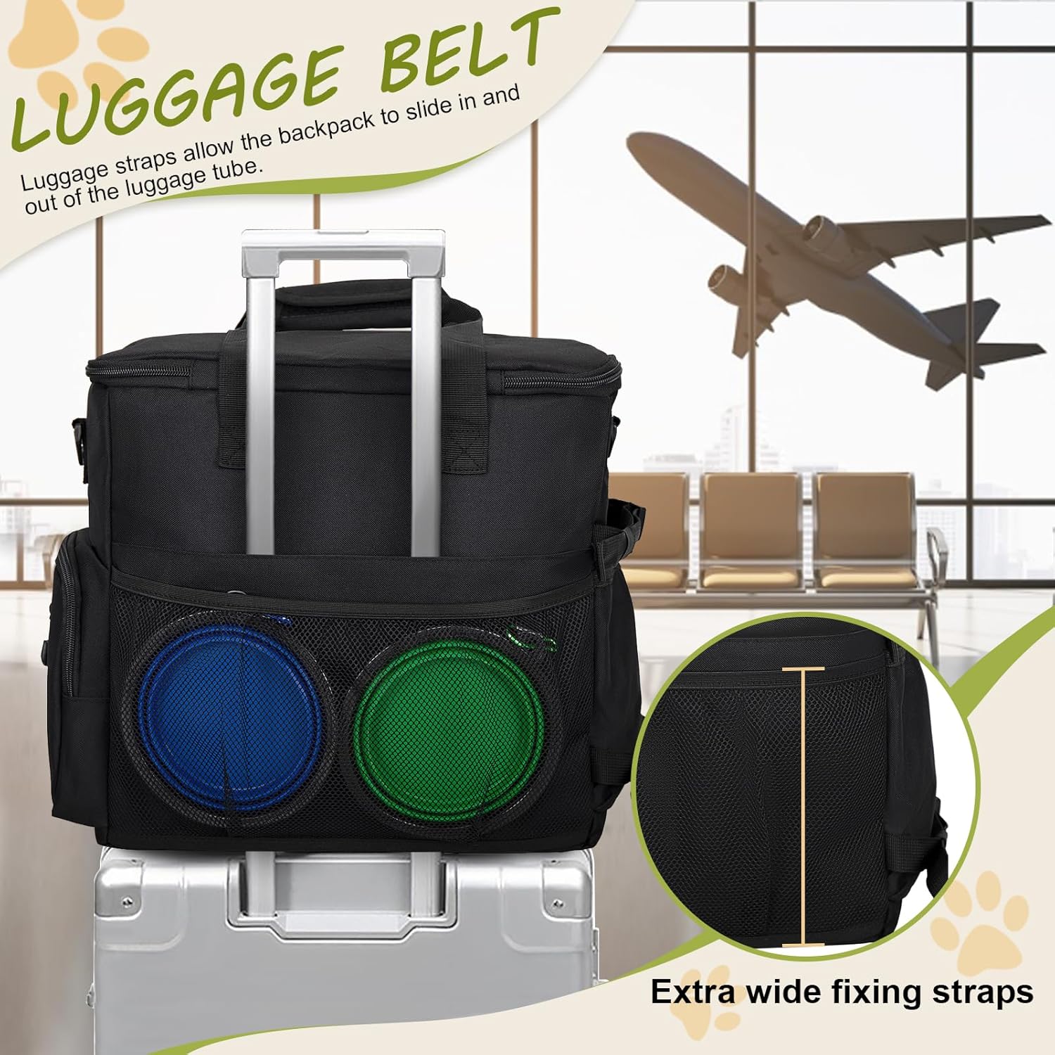 Dog Travel Bag Airline Approved–Pet Travel Tote with Collapsible Bowls