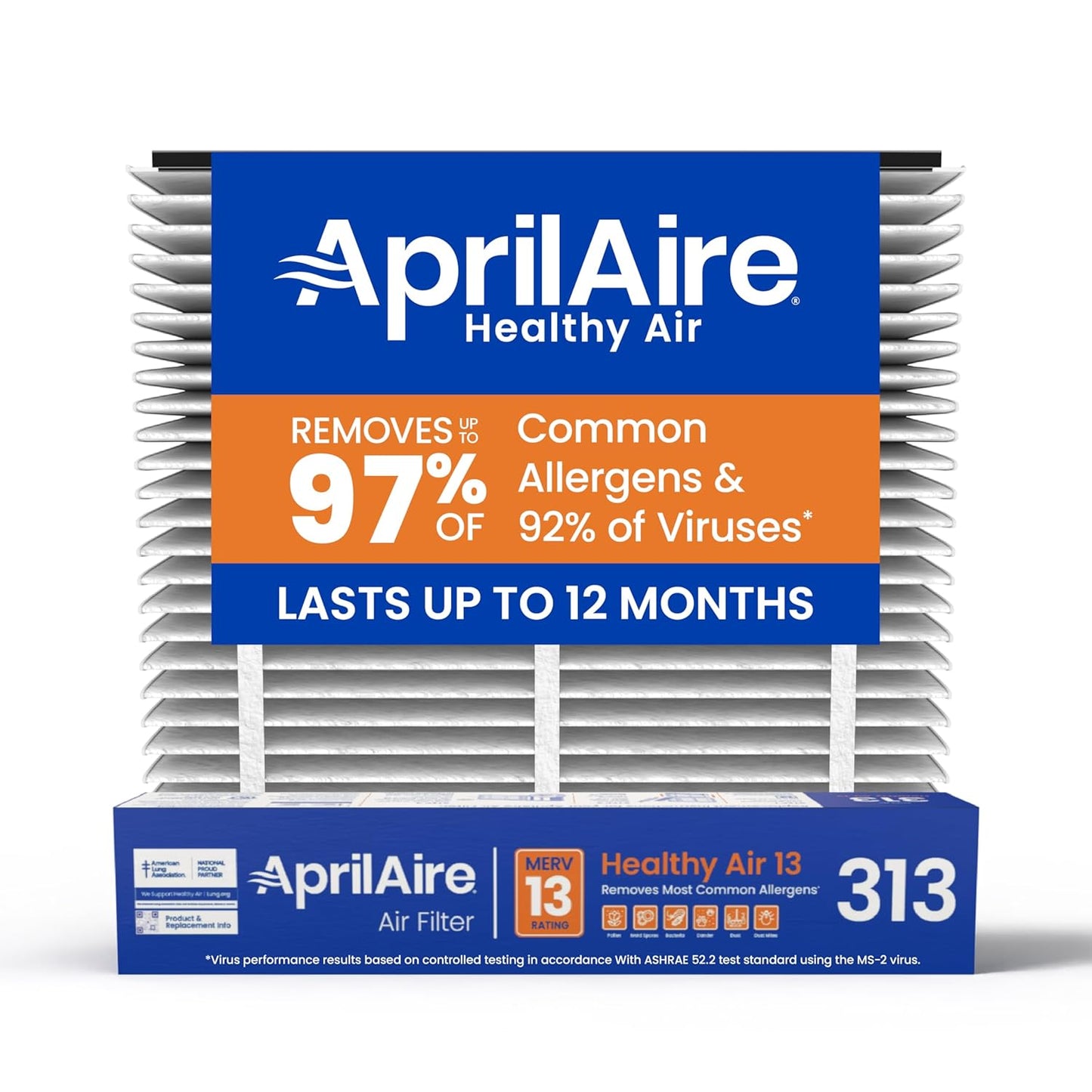 AprilAire 313 Replacement Filter for AprilAire Whole House Air Purifiers - MERV 13, Healthy Home Allergy, 20x20x4 Air Filter (Pack of 1)