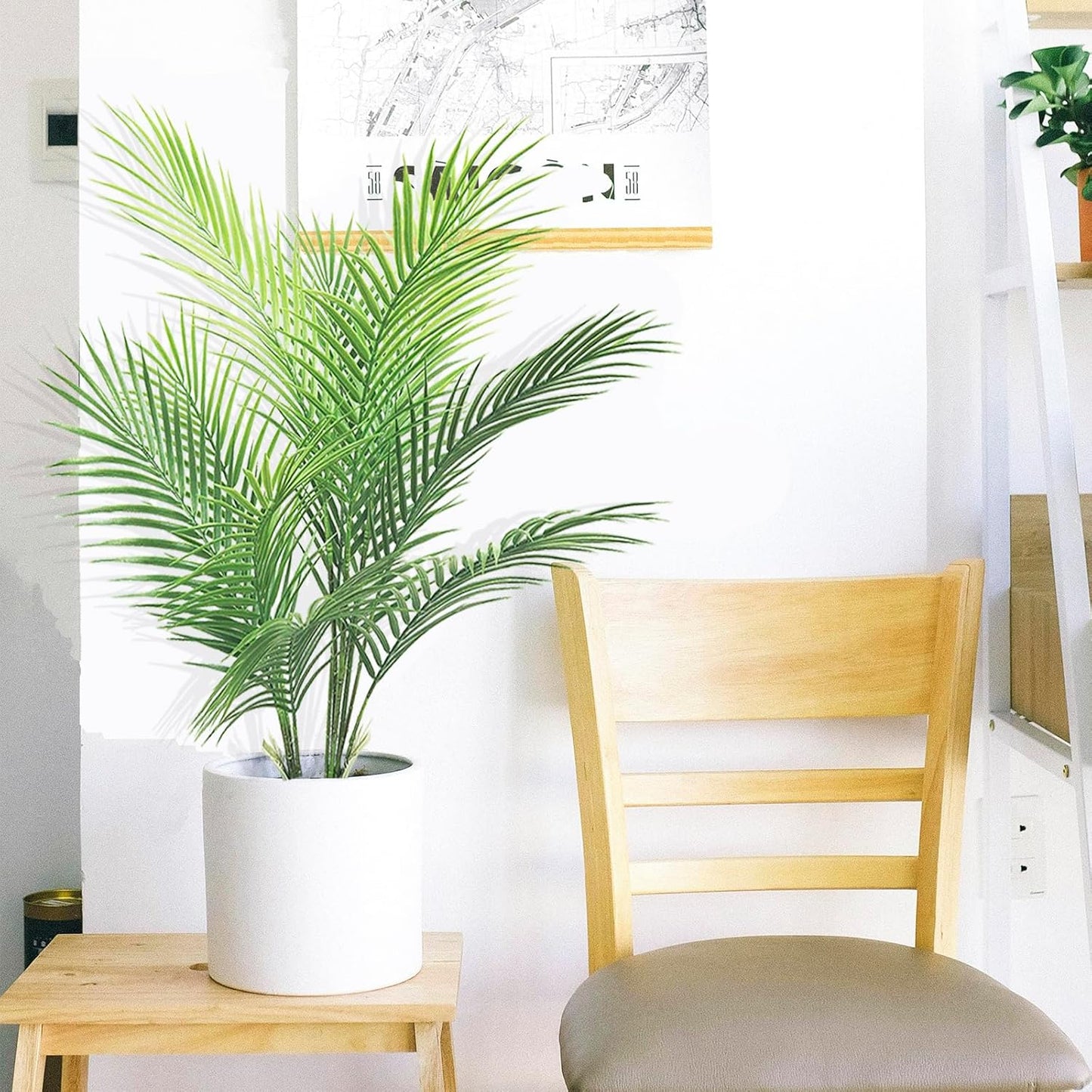 32-inch Artificial Palm Tree, Faux Little Tree with 11 Trunks and Pot for Indoor and Outdoor Modern Decor - Perfect for Home, Office, or Table (2 Pack)