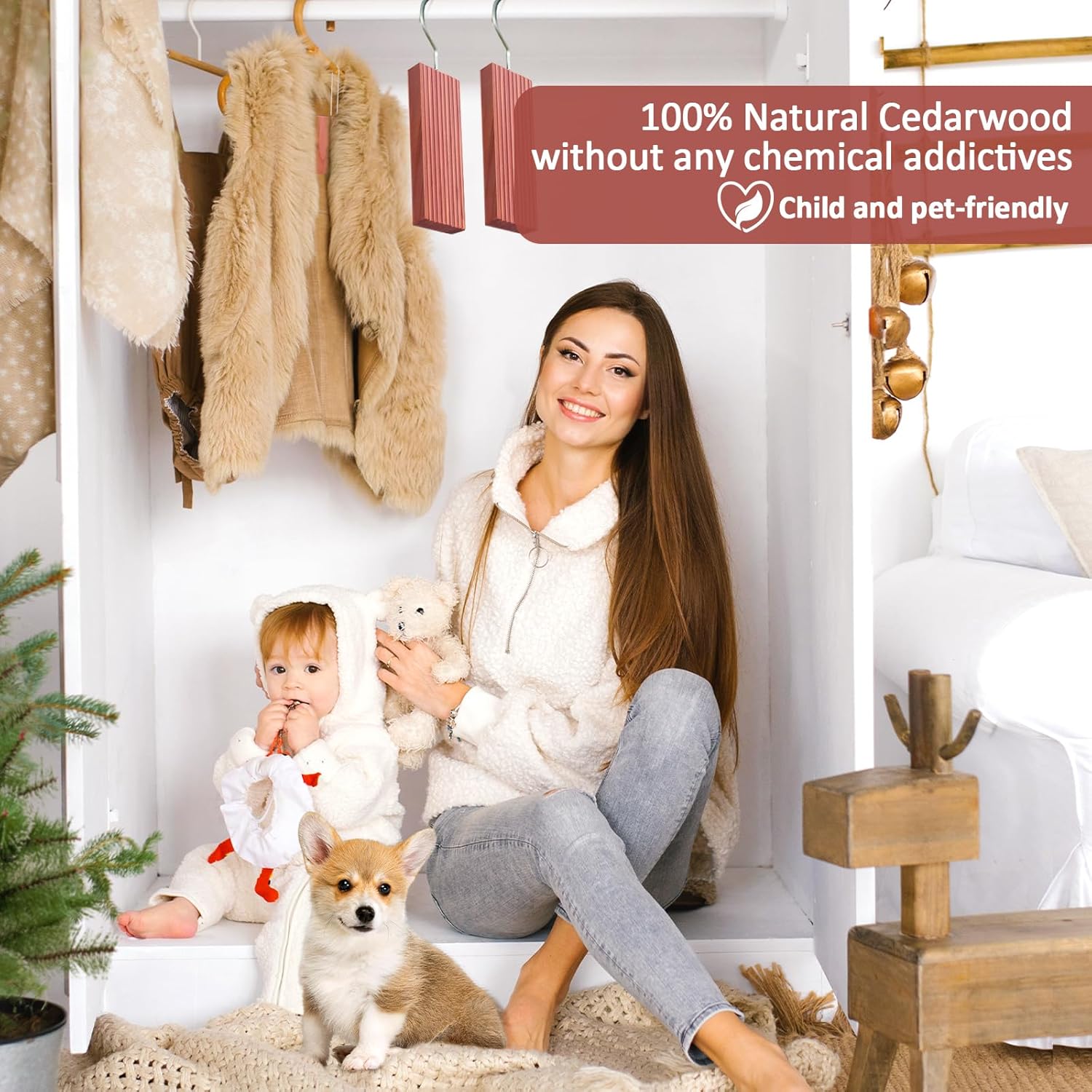Woodever Cedar Blocks for Clothes Storage 56 Pcs, 100% Aromatic Planks