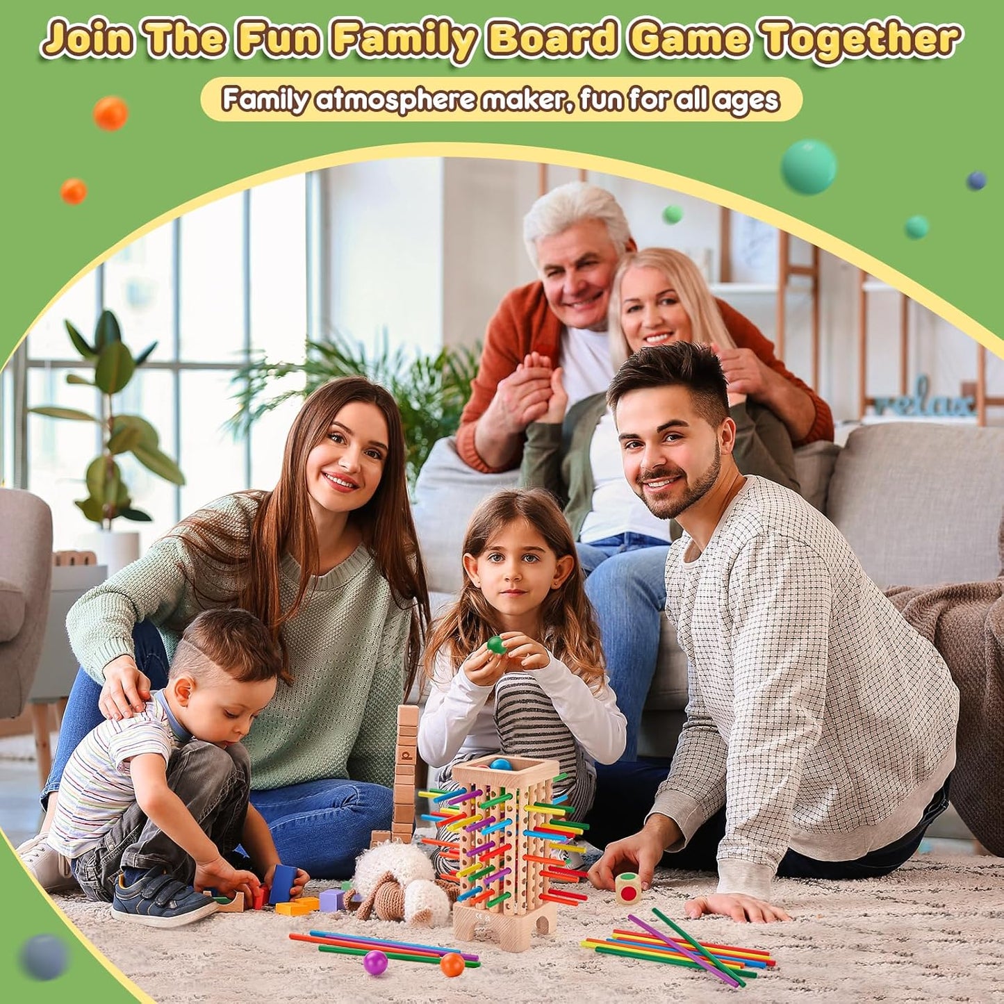 Montessori Game Wooden Board Game, 42 Colorful Wooden Sticks Dice Game