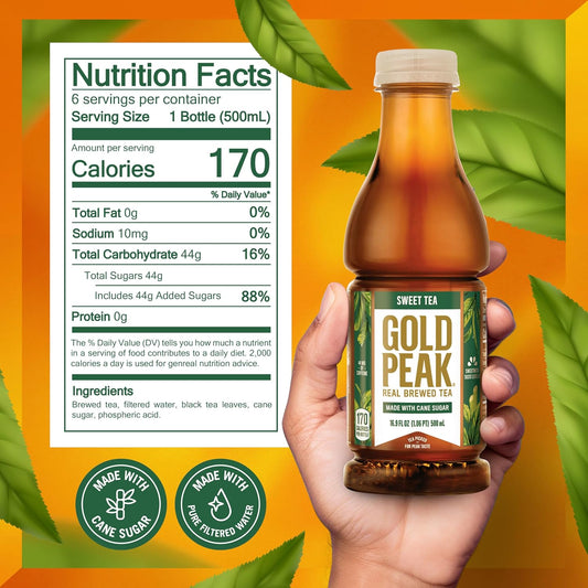 Gold Peak Tea, Sweet Tea, 16.9 fl oz, 6 Pack