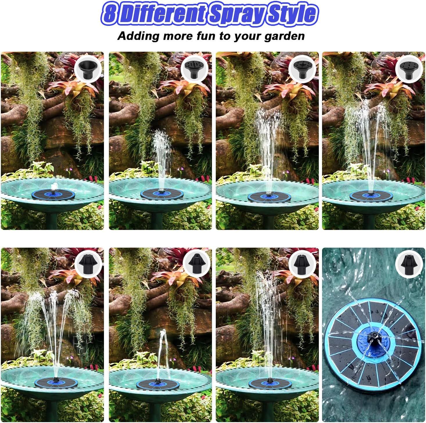 SZMP Solar Fountain Upgrade, 3.5W Solar Powered Bird Bath Fountains wi