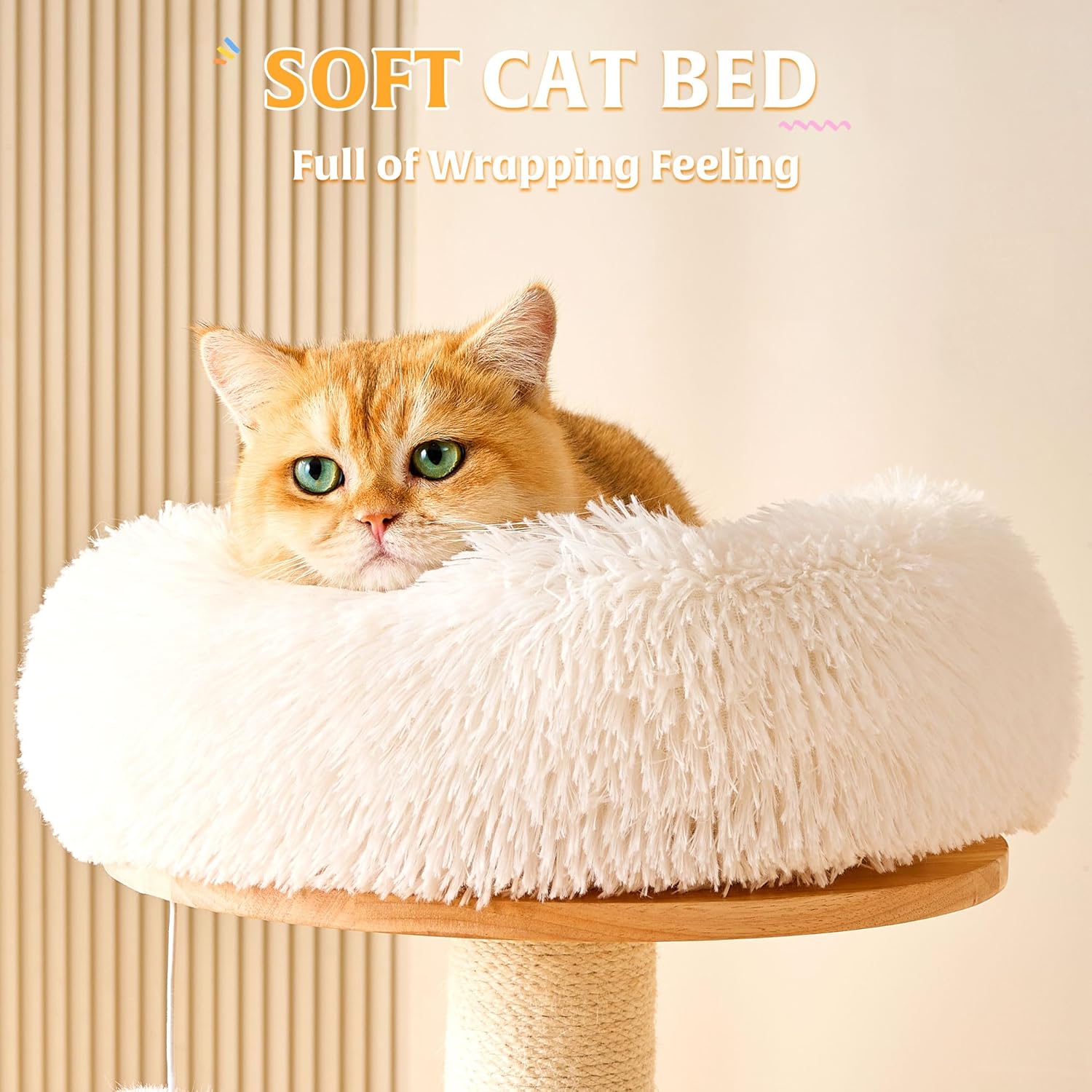 HITTITE Solid Wood Cat Tree Tower with Scratching Post, 53 Inches Tall