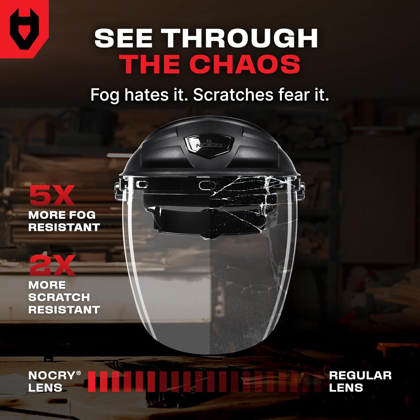 NoCry Premium Safety Face Shield for Grinding and Cutting — Clear Anti