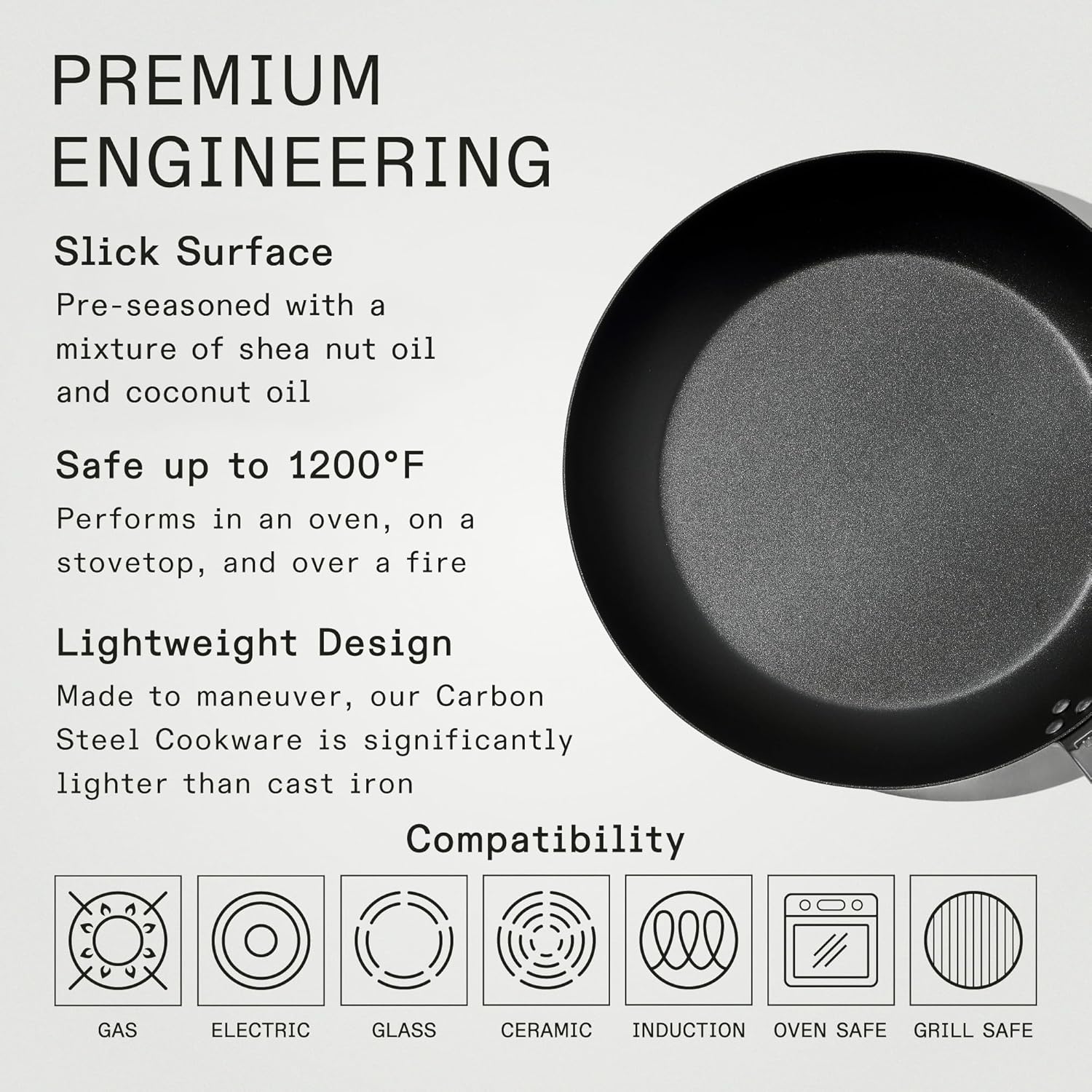 Made In Cookware | Seasoned 12" Blue Carbon Steel Frying Pan - (Like C