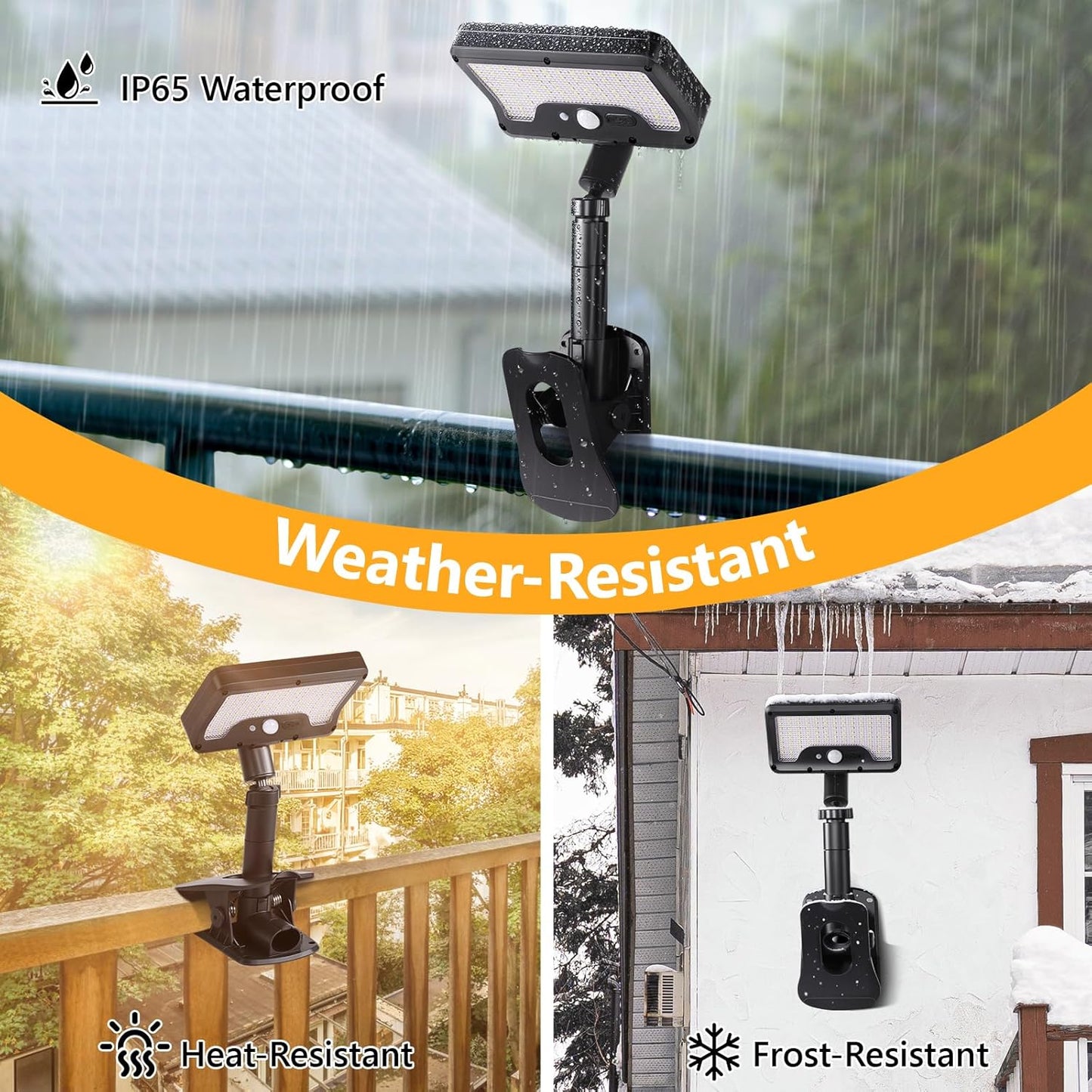Clip On Solar Lights Outdoor with Motion Sensor, 360°Rotatable & Verti