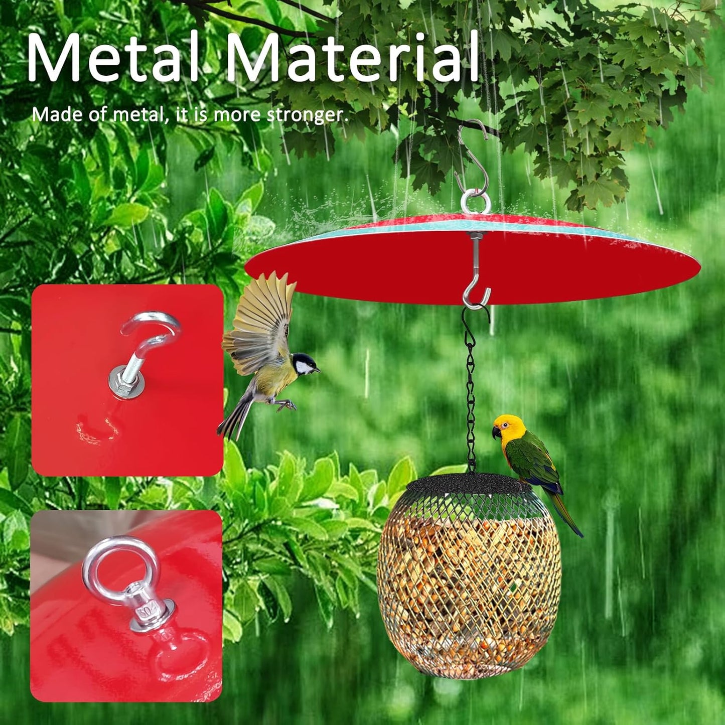 Metal 13" Bird Feeder Baffle for Outdoor Handing Rain Guard for Hummingbird Feeder and House ((1pack))
