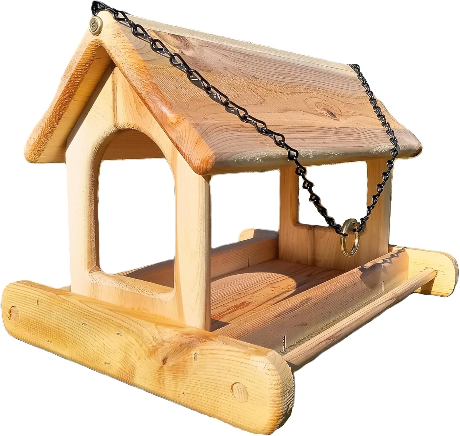 16 Inch Hanging Cedar Wood Arched Fly Through Platform Bird Feeder or 