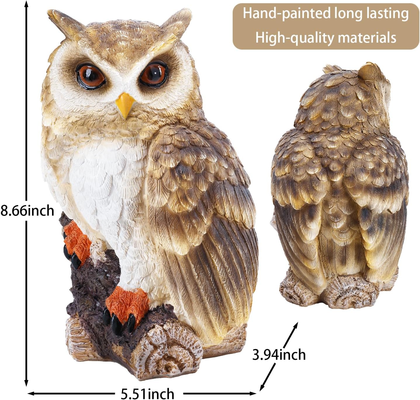 Owl Garden Statues Outdoor Decor, Forest Owl Perching on Stump Resin Figurine for Indoor Outdoor Home Garden Patio Porch Yard Decor, Women & Gardening Decoration Gifts