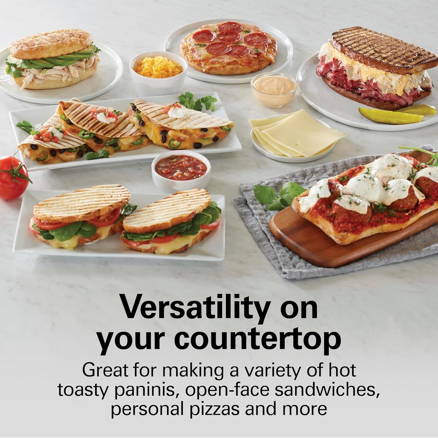 Hamilton Beach Panini Press Sandwich Maker & Electric Indoor Grill with Locking Lid, Opens Wide to Fit Any Thickness for Quesadillas, Burgers & More, Nonstick 8" x 10" Grids, Chrome (25460MNA)