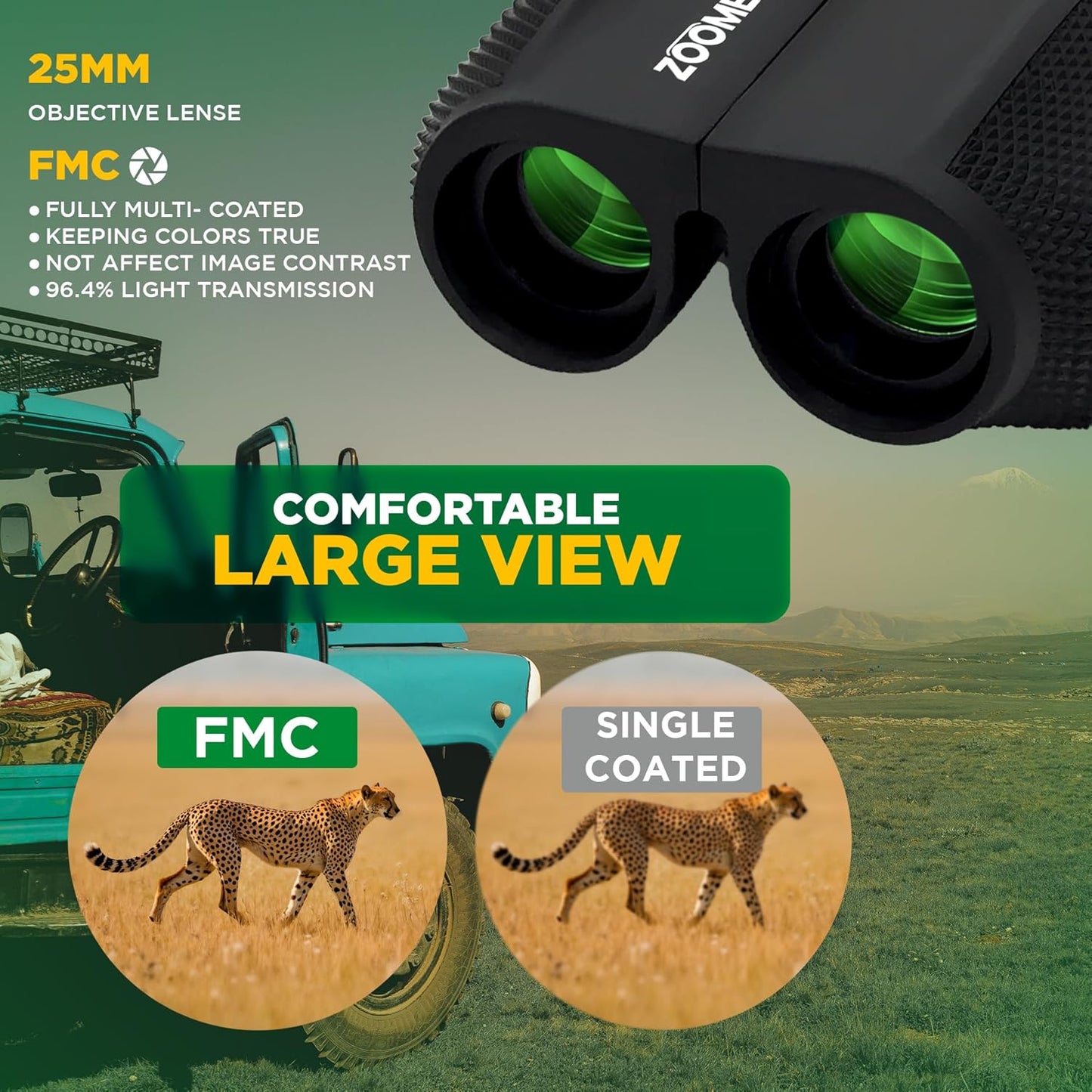 10x25 High-Powered Compact Binoculars for Adults – Long Range Bird Watching, Travel for Cruise Ship, Lightweight Small for Hiking, Sports & Outdoor Adventures