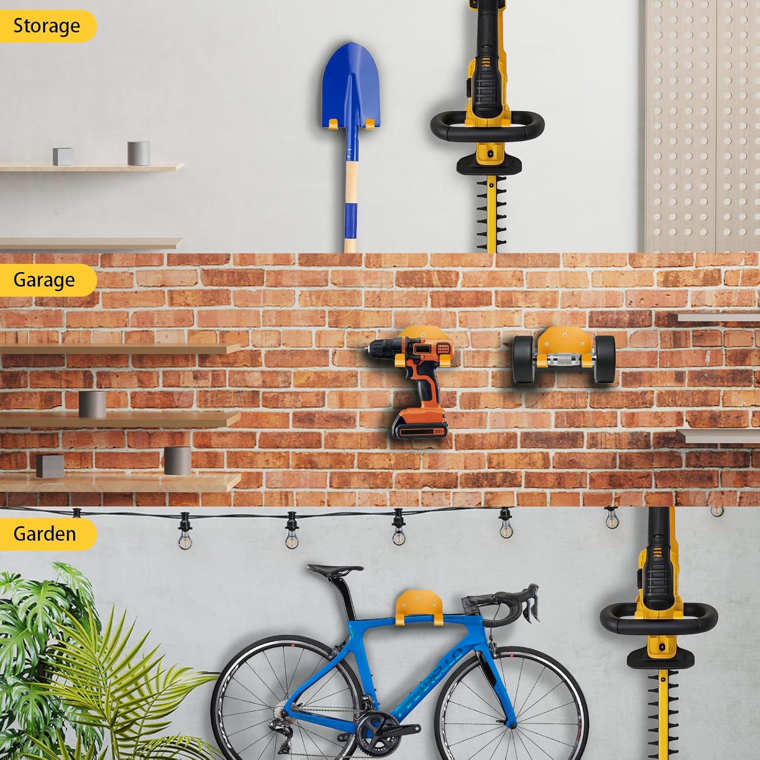 Hedge Trimmer Rack, Wall-Mounted Tool Hanger Compatible with DCHT820B 