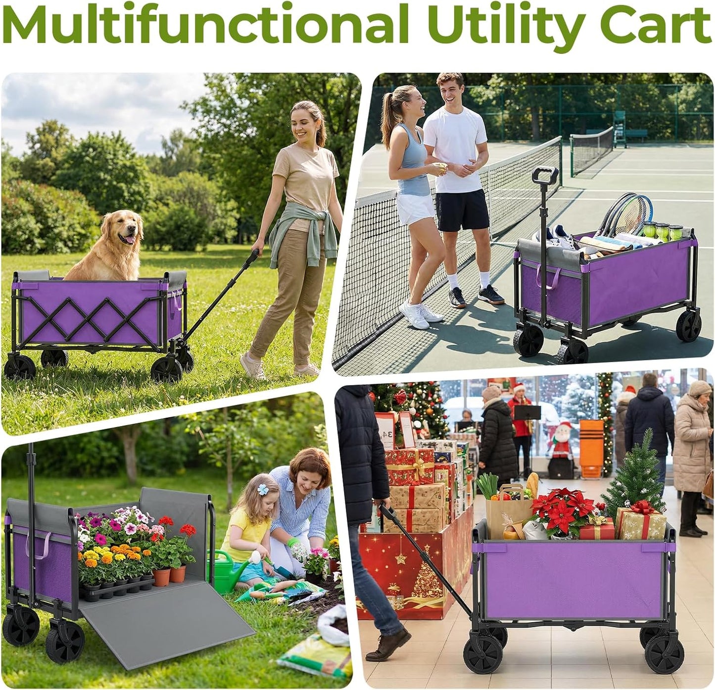 Wagons Carts Foldable, Lightweight Collapsible Utility Wagon-220LBS Ca