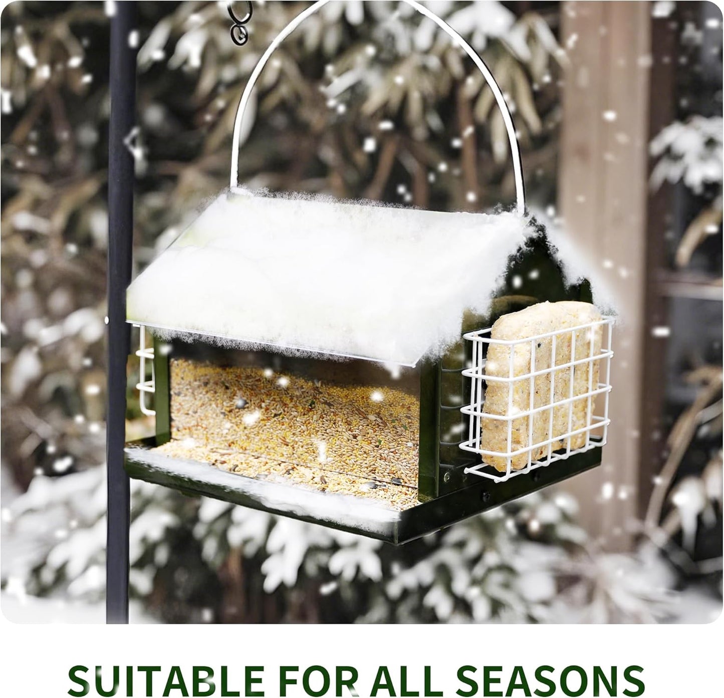 Solution4Patio Bird Feeders for Outdoors Hanging, All Metal, Double Su