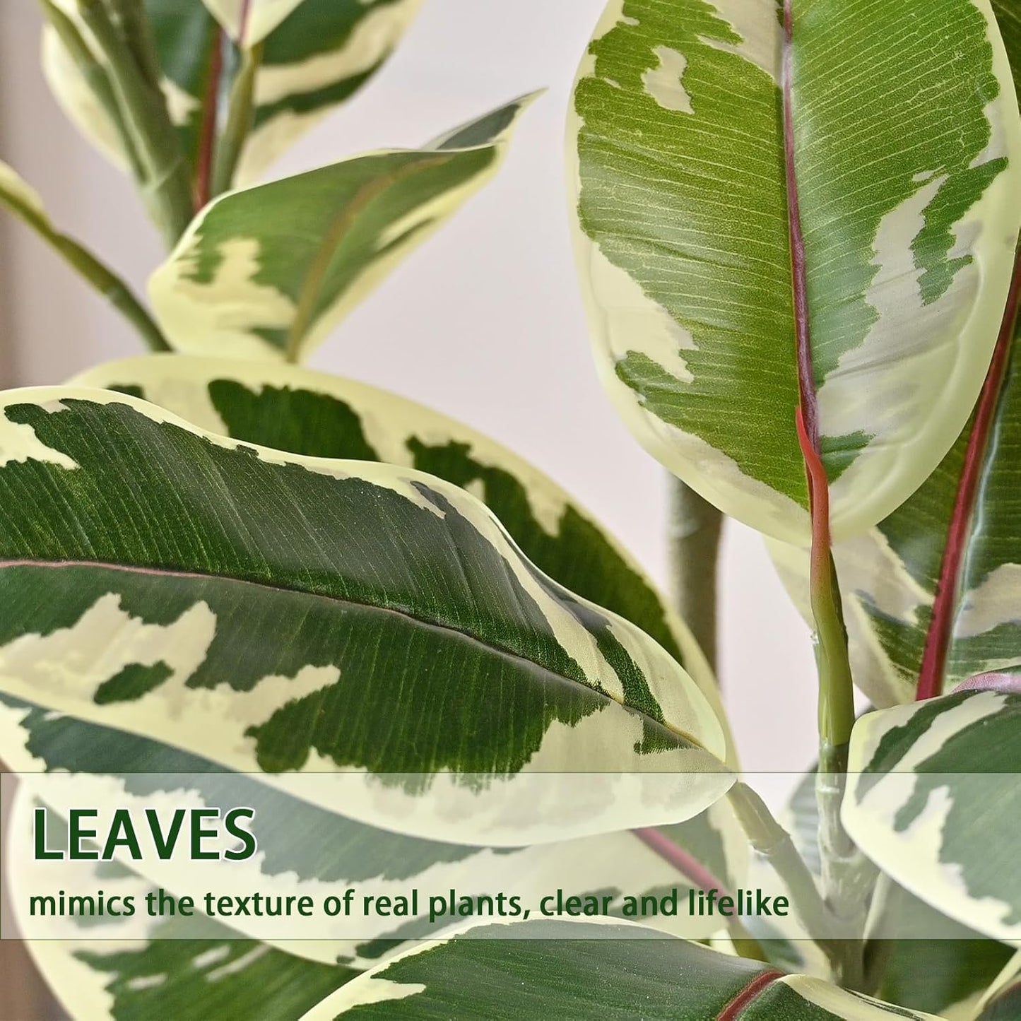 Artificial Rubber Plant, 5FT Faux Plants Indoor Fake Rubber Tree with White Planter, Tall Fake Plants Potted Tree Floor Plant in Pot, Artificial Trees for Home Office Room Outdoor Decor