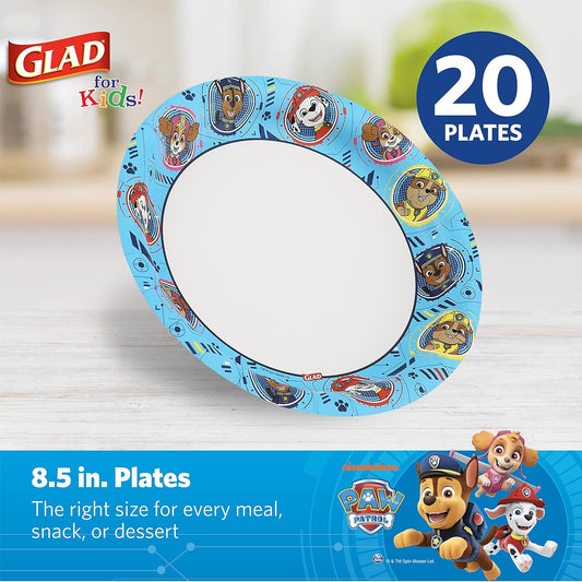 Glad for Kids Paw Patrol Disposable Paper Plates, Heavy Duty Soak Proo