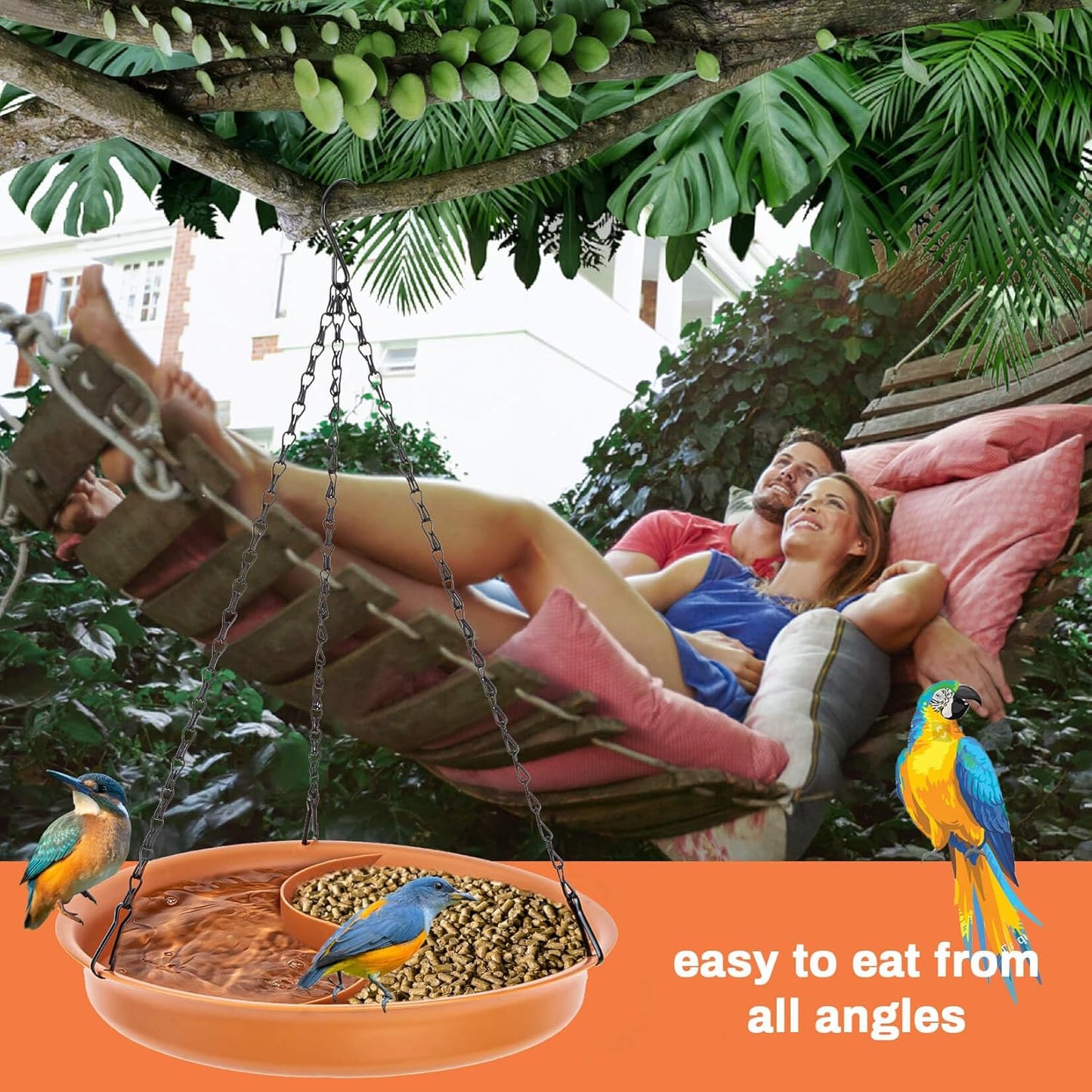 CARGEN Hanging Bird Bath for Outdoors - Hanging Bird-Feeder BirdBath B