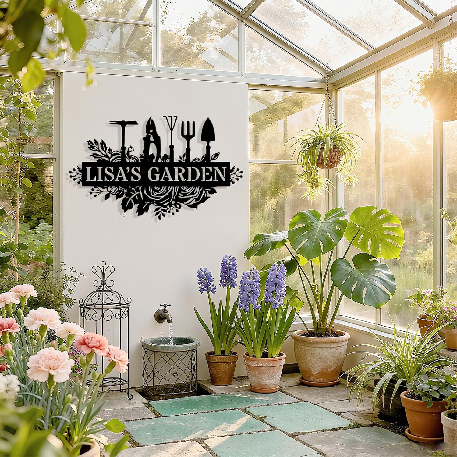 Custom Metal Garden Signs, Personalized Garden Tools Signs with Name, 