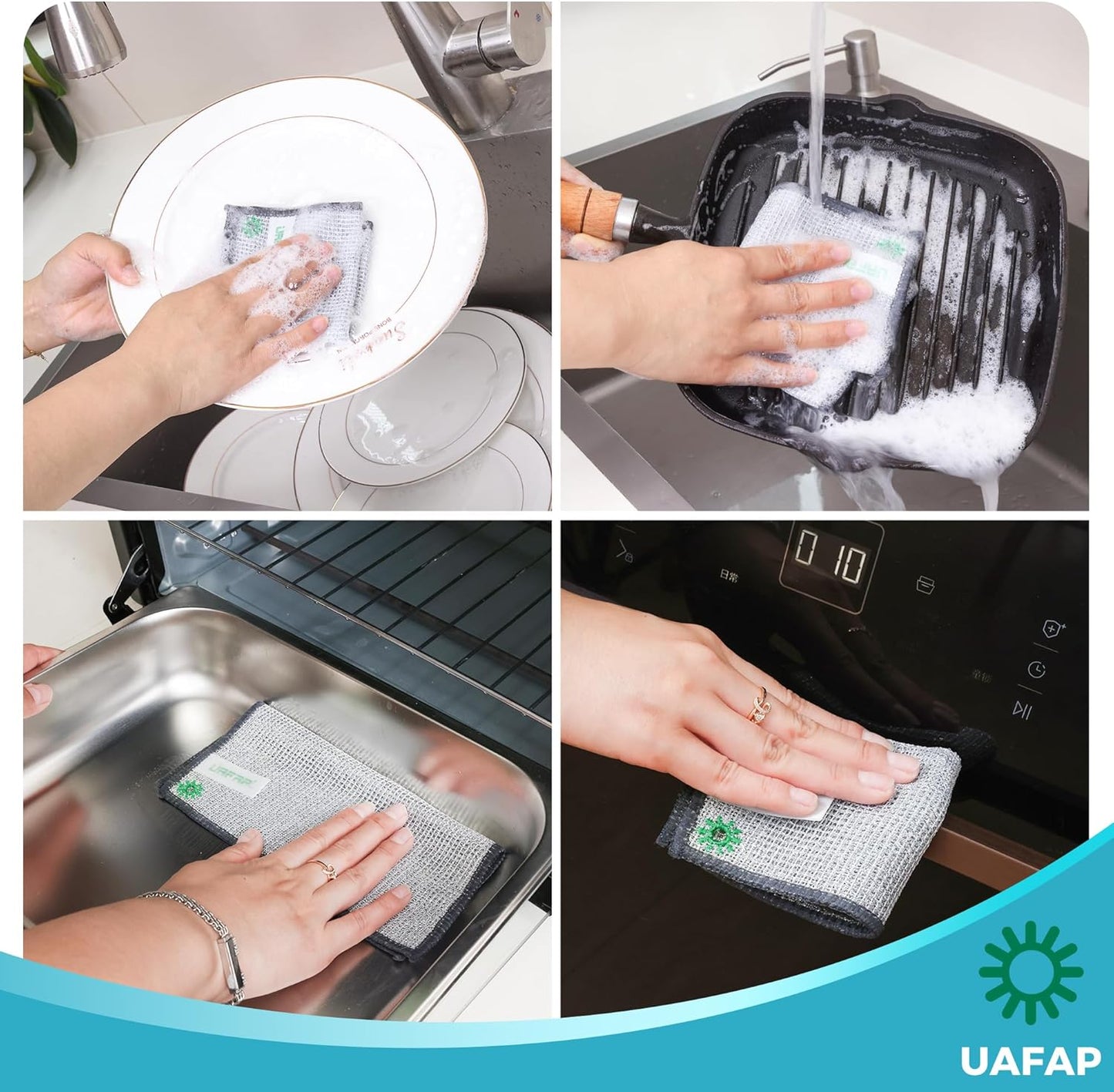 12 PCS Non Scratch Wire Dishcloth, Cleans Fast Without Scratching, Stands Up to Stuck-on Grime, Multi-Surface Safe, Wire Dishwashing Rag Cleaning Power for Everyday Jobs 7.87“ x 7.87”
