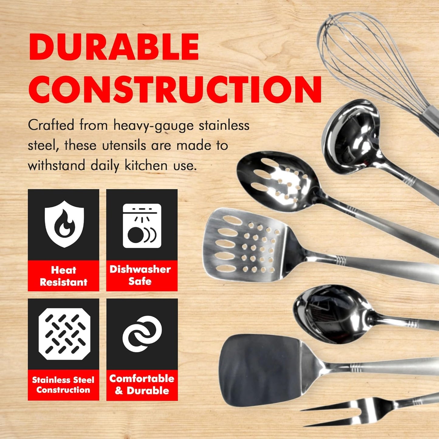 Chef Craft - 8 Piece Stainless Steel Kitchen Utensils Set with Utensil