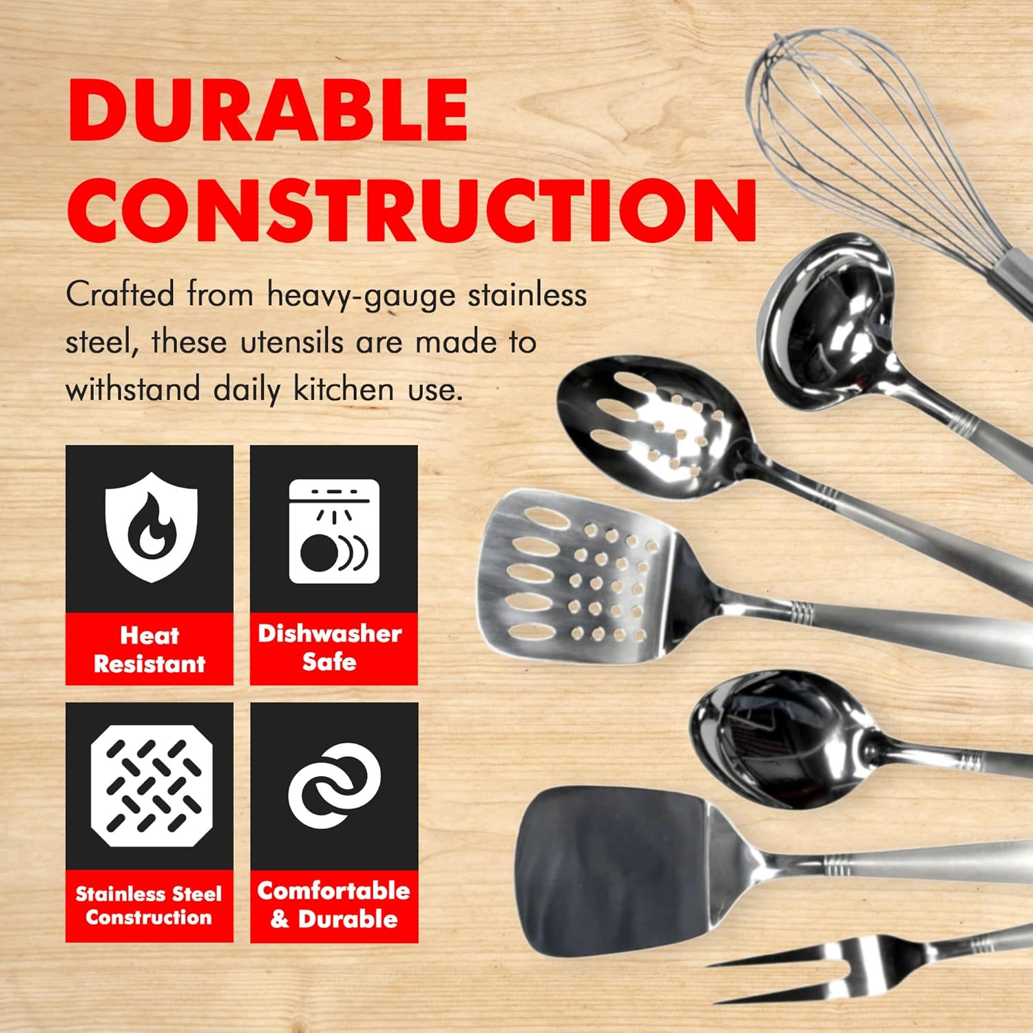 Chef Craft - 8 Piece Stainless Steel Kitchen Utensils Set with Utensil