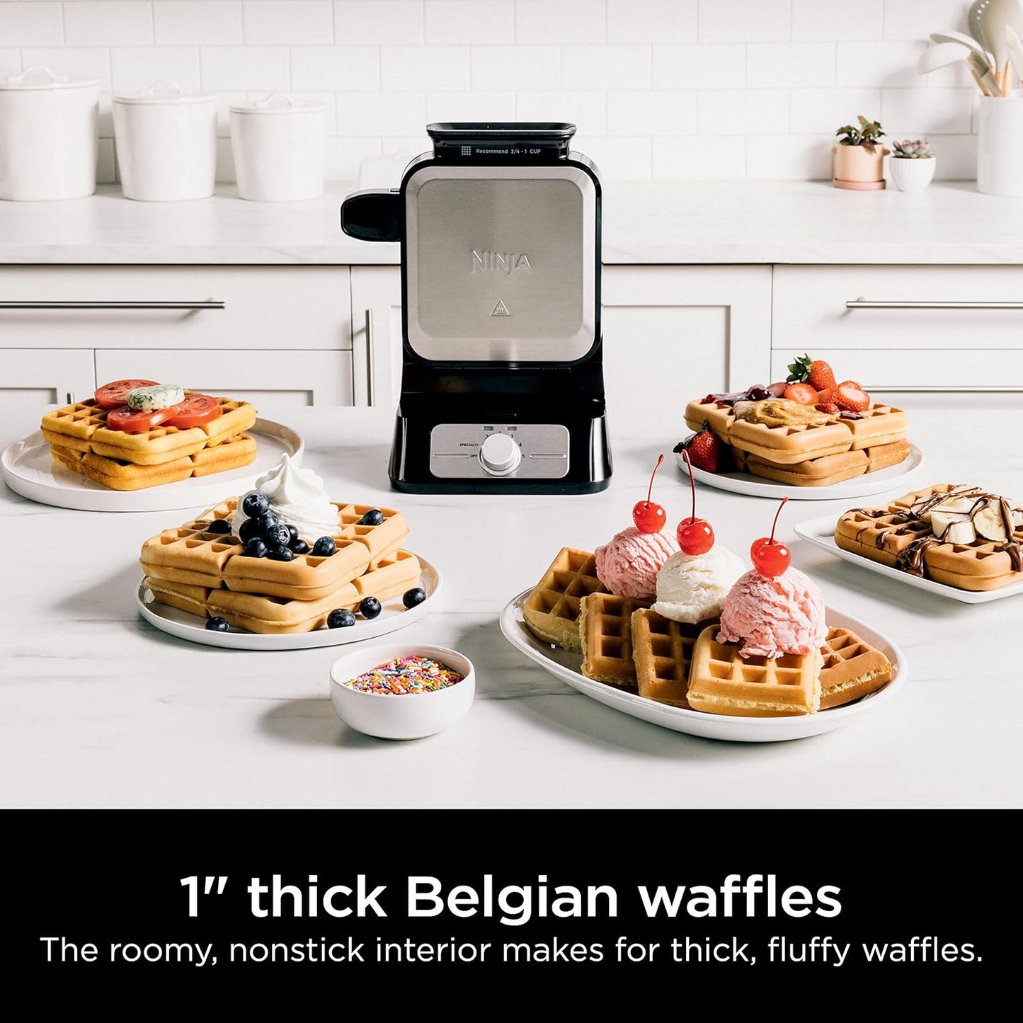 Ninja Belgian Waffle Maker Pro | Vertical Design | 5 Shade Settings wi