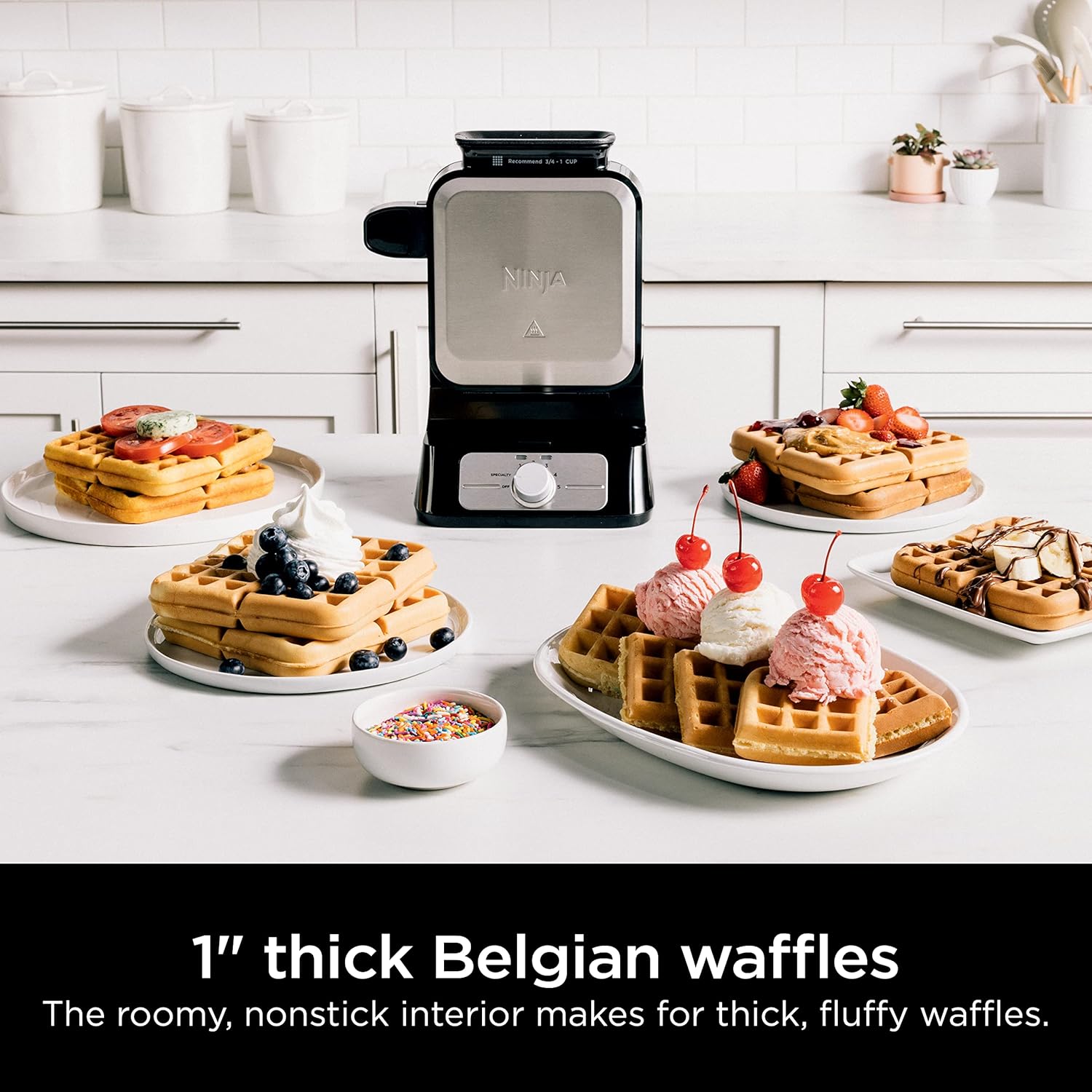 Ninja Belgian Waffle Maker Pro | Vertical Design | 5 Shade Settings wi