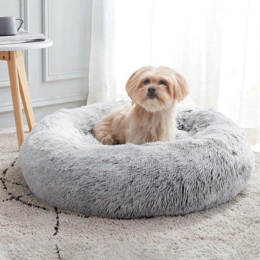 WESTERN HOME WH Calming Soft Round Dog & Cat Bed, Anti-Anxiety Donut C