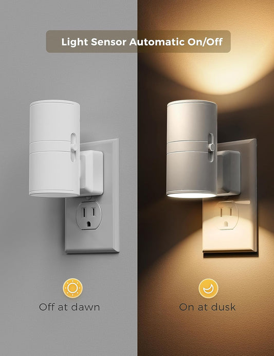 L LOHAS LED Night Light Plug in, Night Lights Plug into Wall, Light Sensor, 0-100LM Soft White 3000K, Dimmable Night Light, Modern Nightlight for Kids Bathroom Hallway Bedroom Kitchen Stairway, 2 Pack