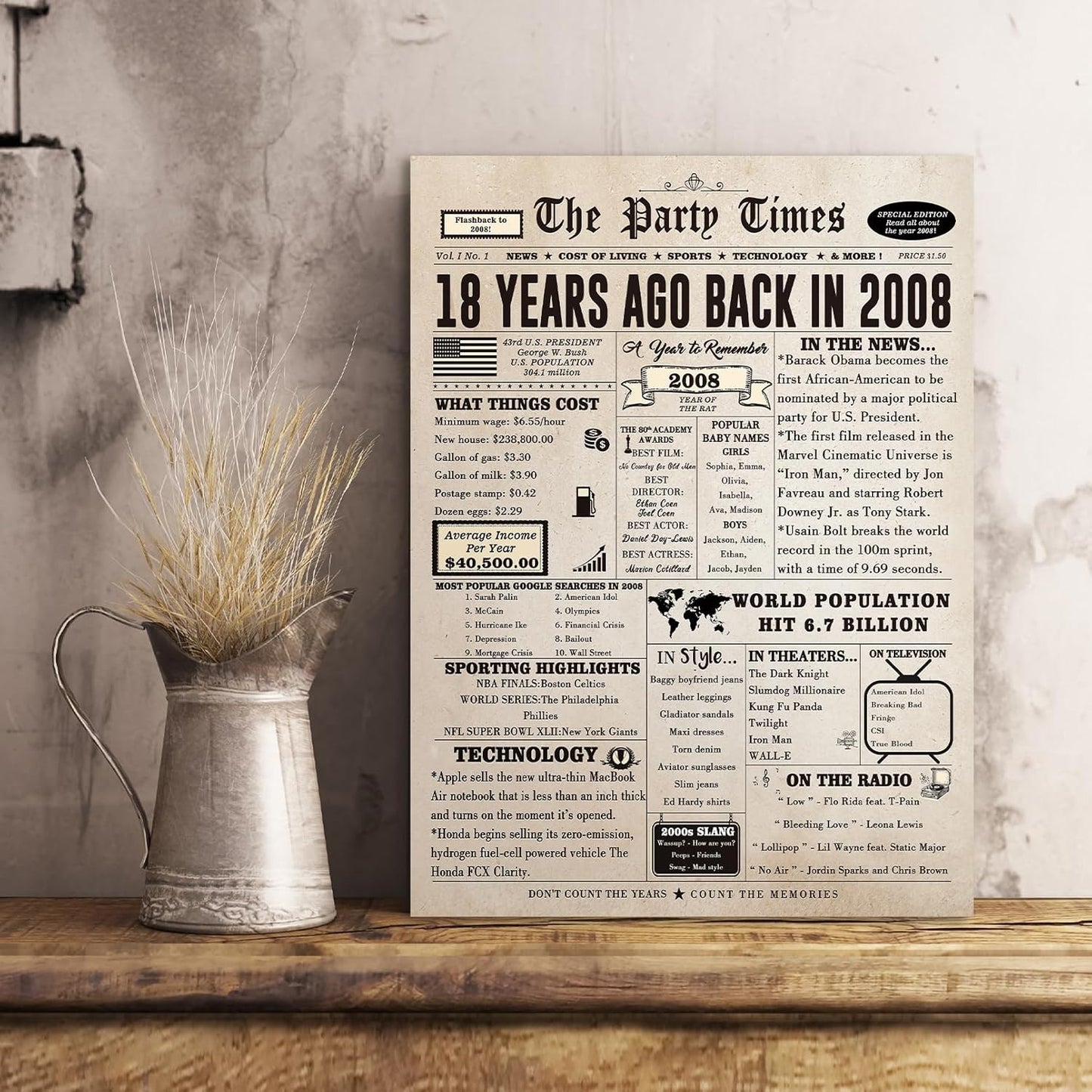 Huameigf Happy 18th Birthday Card for Son Daughter, Vintage 18th Birthday Gifts for Girls Boys, Retro 18 Year Old Birthday Decorations for Her Him, Best Gifts for 18 Bday Niece Nephew Friend
